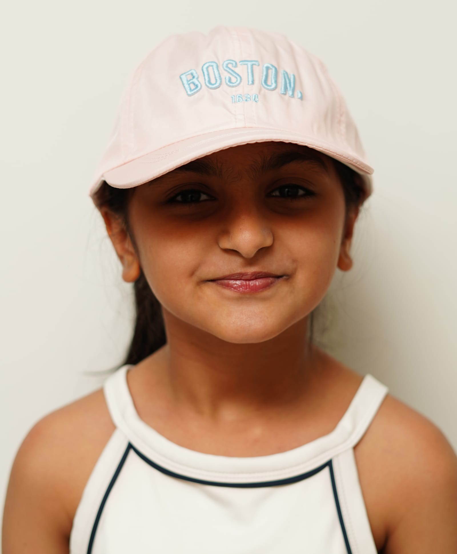 Petite and Posh Woven Boston Embroidered Cap - Baby Pink - Circumference 53 - 55 Cms-picture-18