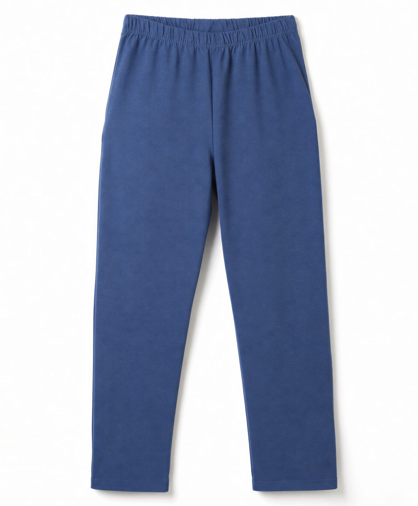 Kiddopanti Cotton Knit Ankle Length Solid Colour Pajamas With Single Pocket -Blue-picture-38