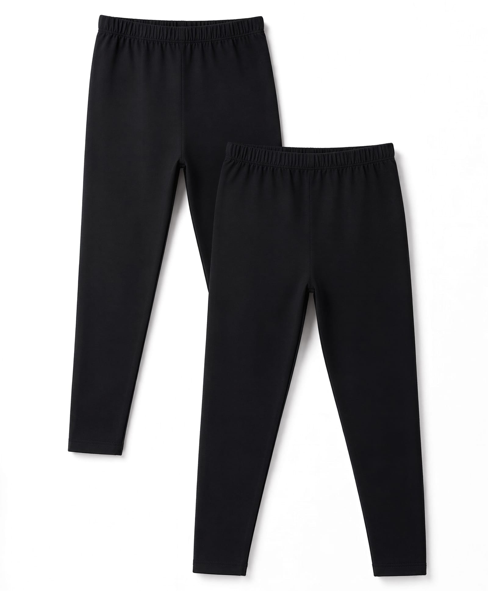 Kiddopanti Cotton Lycra Knit Ankle Length Solid Colour Leggings Pack of 2 - Black-picture-28