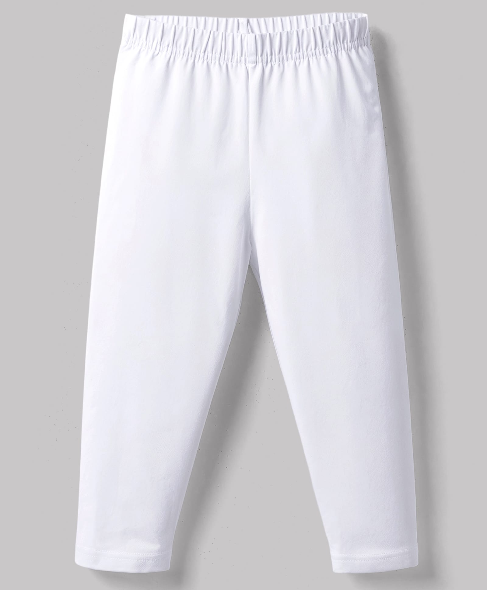Kiddopanti Cotton Lycra Knit Ankle Length Solid Colour Leggings - White-image-15