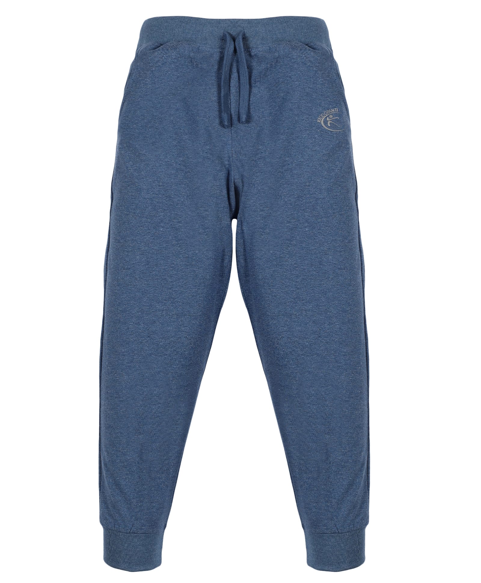 Kiddopanti Cotton Knit Ankle Length Solid Colour Lounge Pant - Blue-picture-13