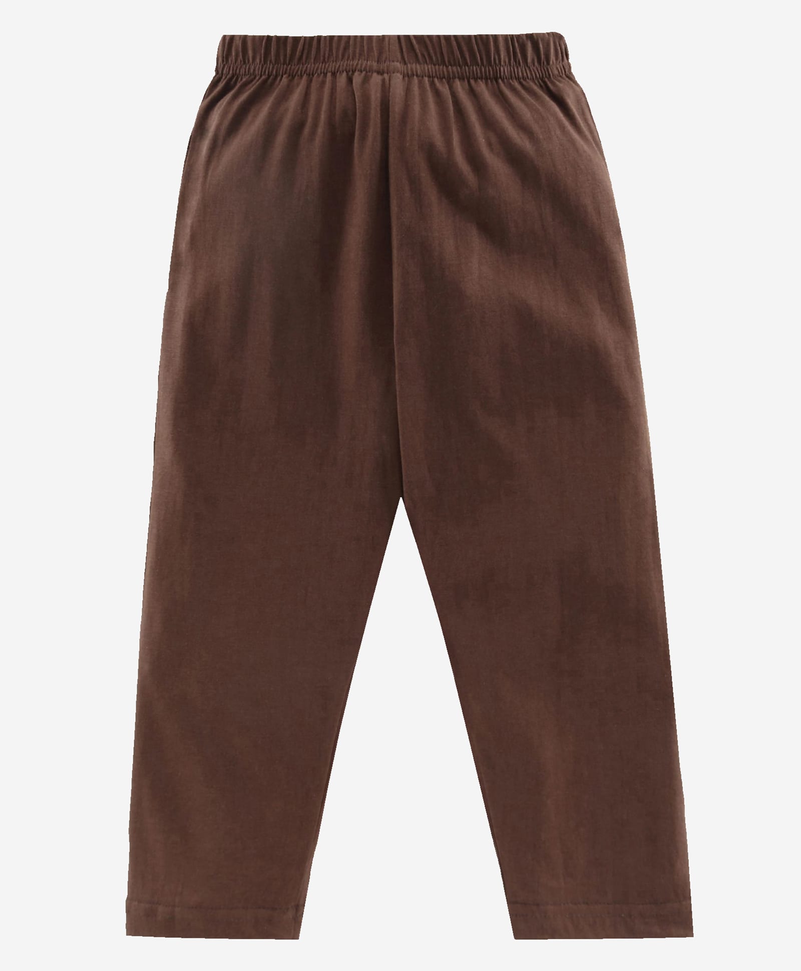 Kiddopanti Cotton Knit Ankle Length Solid Pajama With Single Pocket - Brown-picture-10