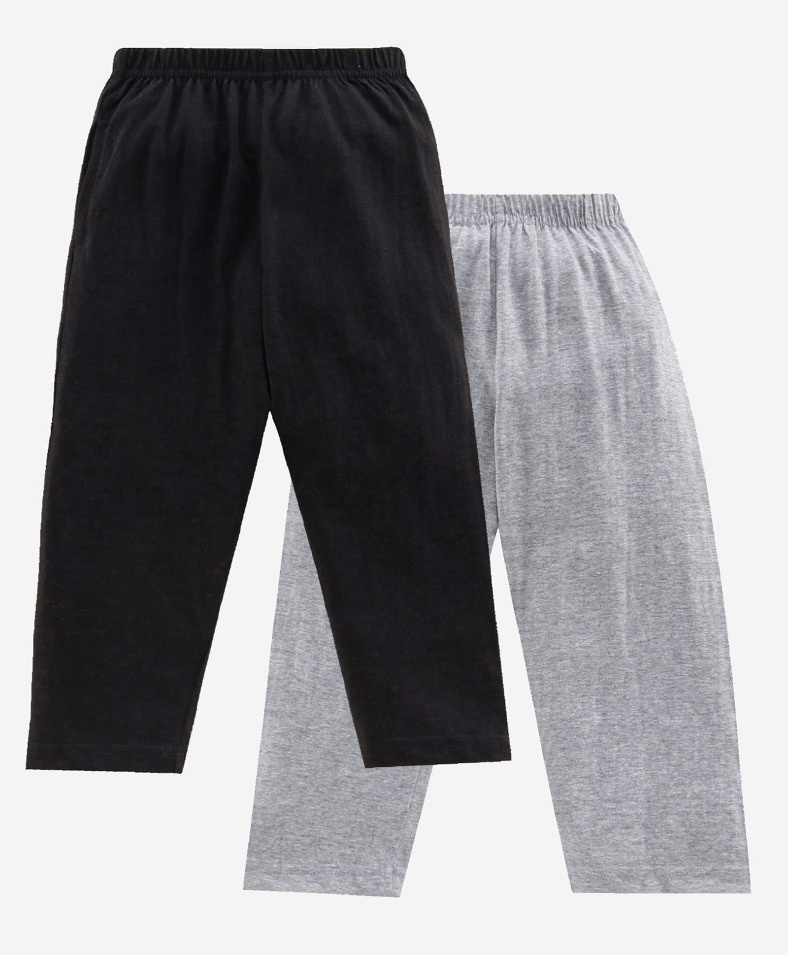 Kiddopanti Cotton Knit Ankle Length Solid Pajama With Single Pocket Pack of 2 - Black & Grey-picture-20