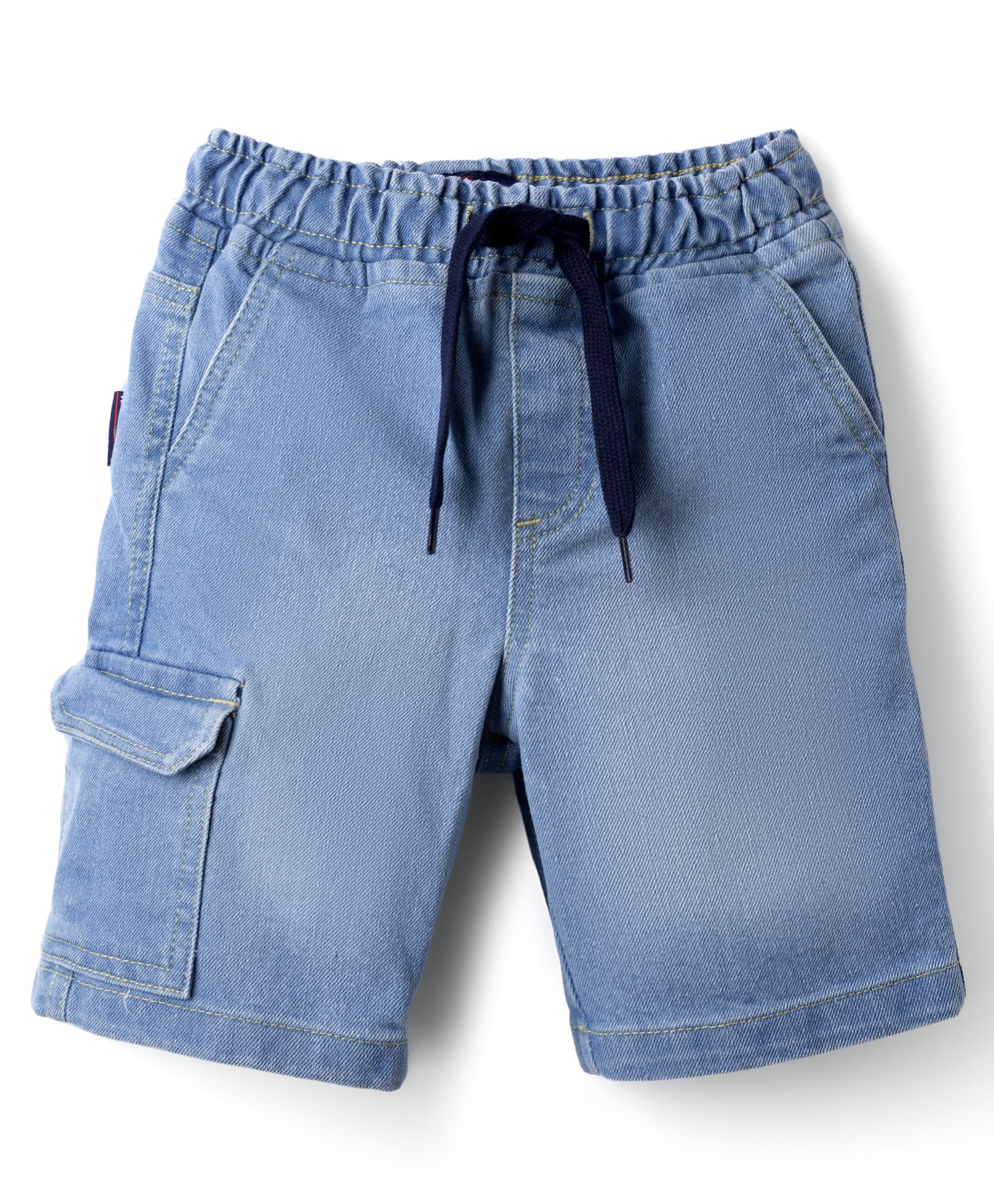 Kiddopanti Denim Woven Solid Color Cargo Light Wash Shorts - Light Blue-picture-17