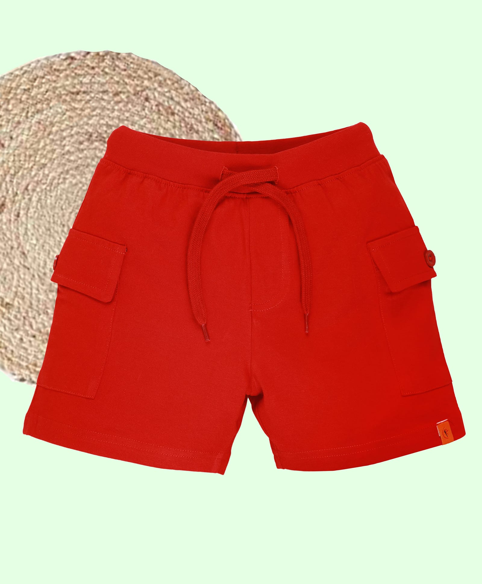 Kiddopanti Cotton Knit Solid Color Cargo Shorts - Red-picture-23