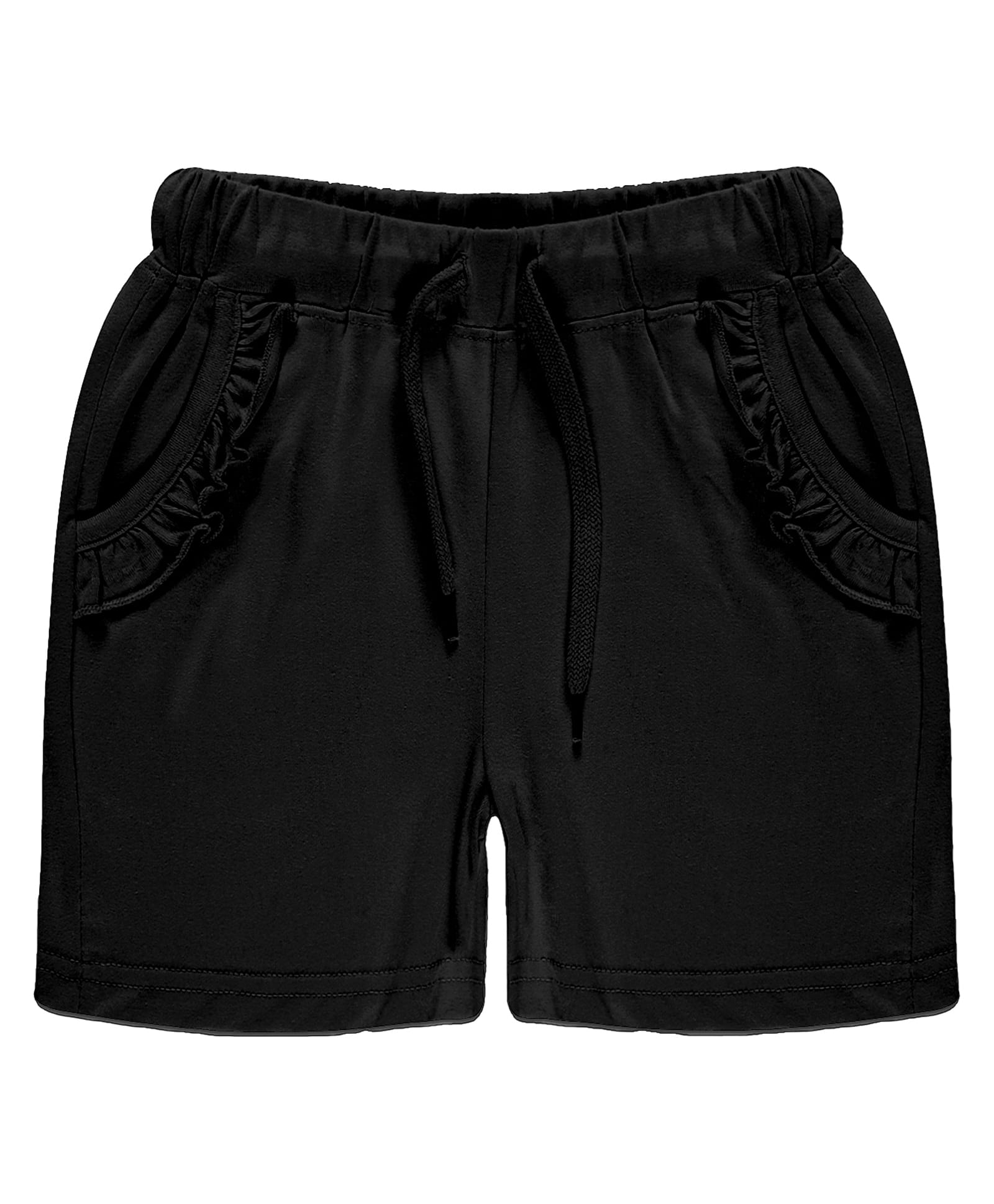 Kiddopanti Cotton Knit Solid Color Frill Pocket Hot Shorts - Black-picture-14