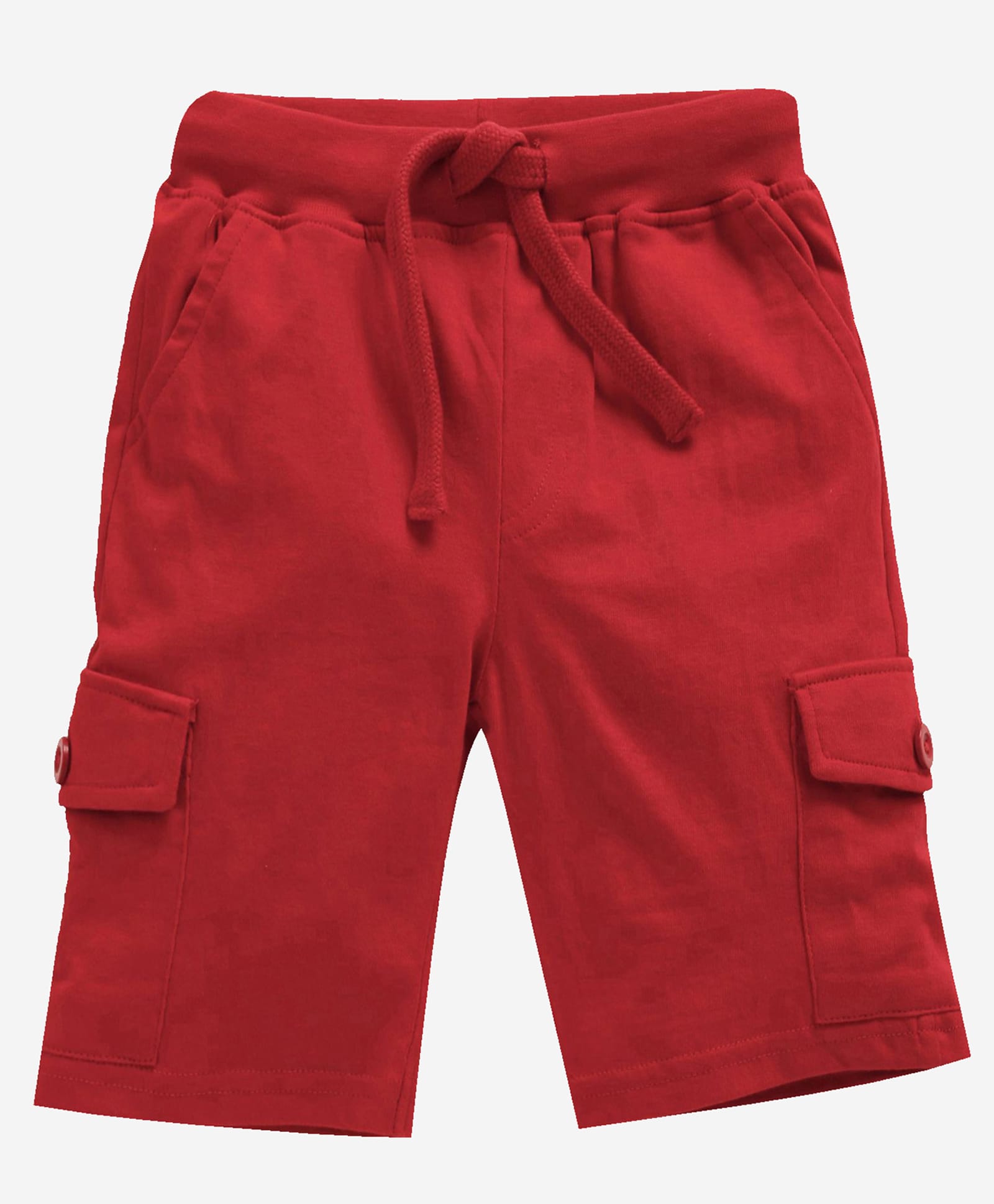Kiddopanti Cotton Knit Solid Color Cargo Shorts - Red-picture-31