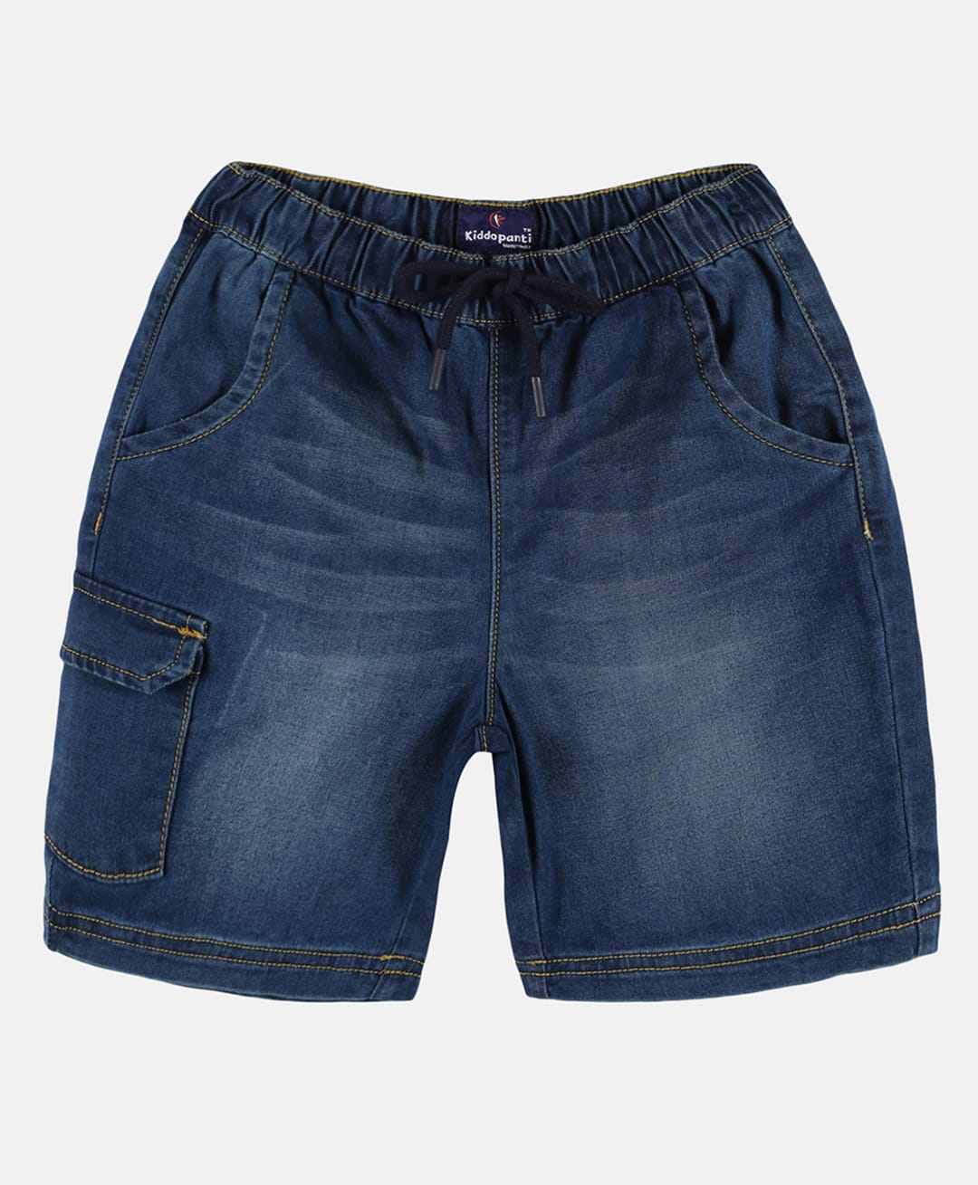 Kiddopanti Denim Woven Washed Cargo Shorts - Blue-picture-35
