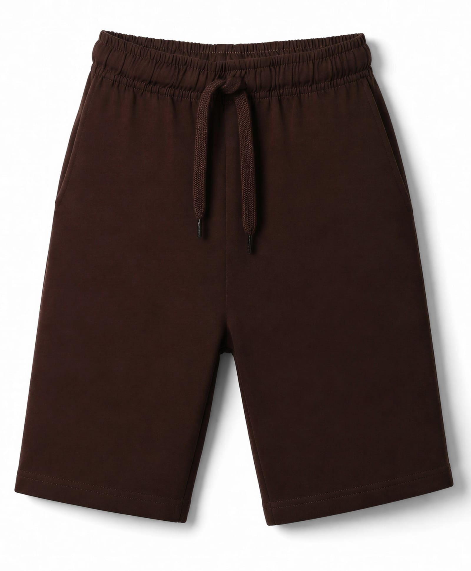 Kiddopanti Cotton Knit Knee Length Solid Color Shorts - Brown-picture-27