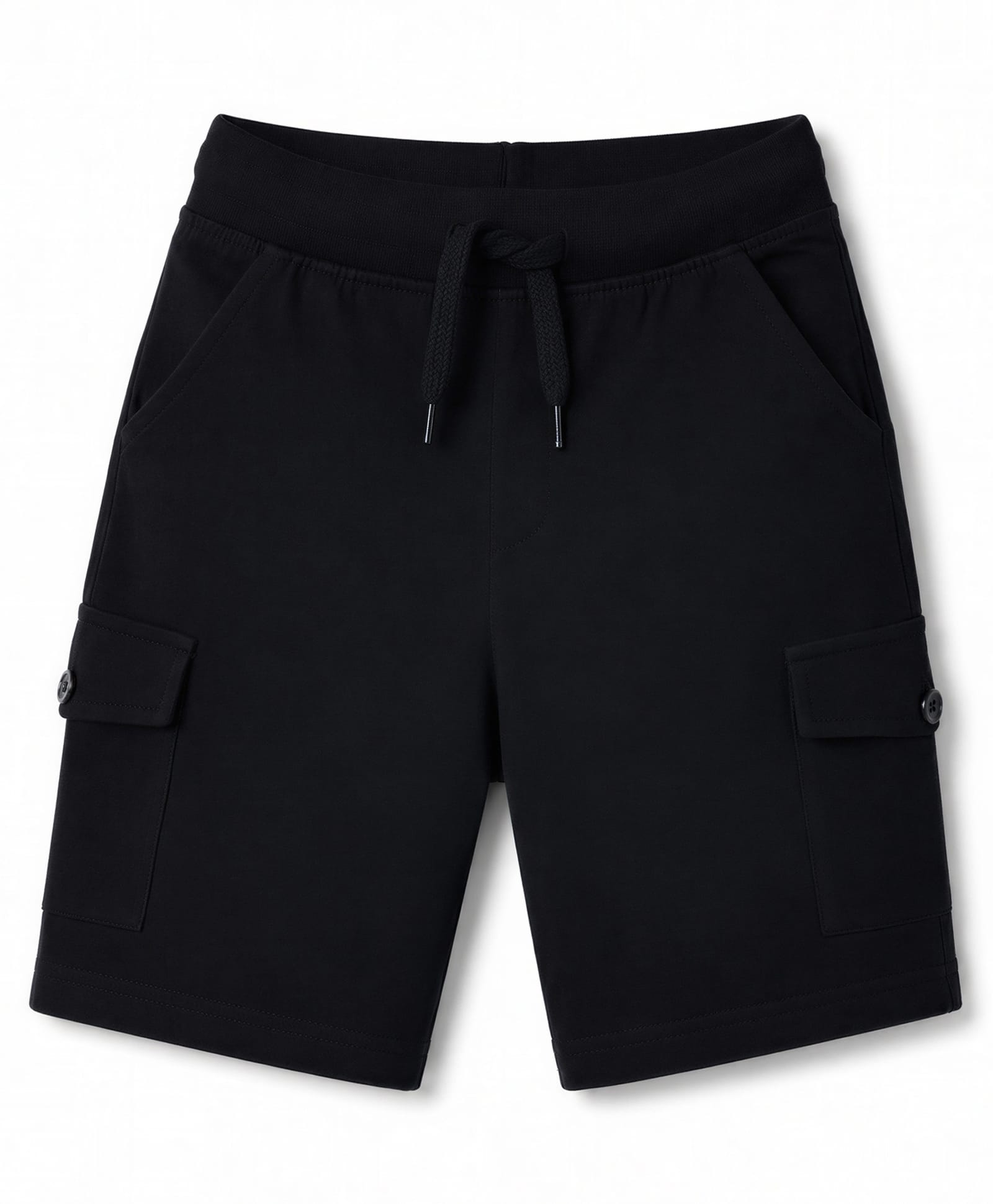 Kiddopanti Cotton Knit Solid Color Cargo Shorts - Black-picture-20