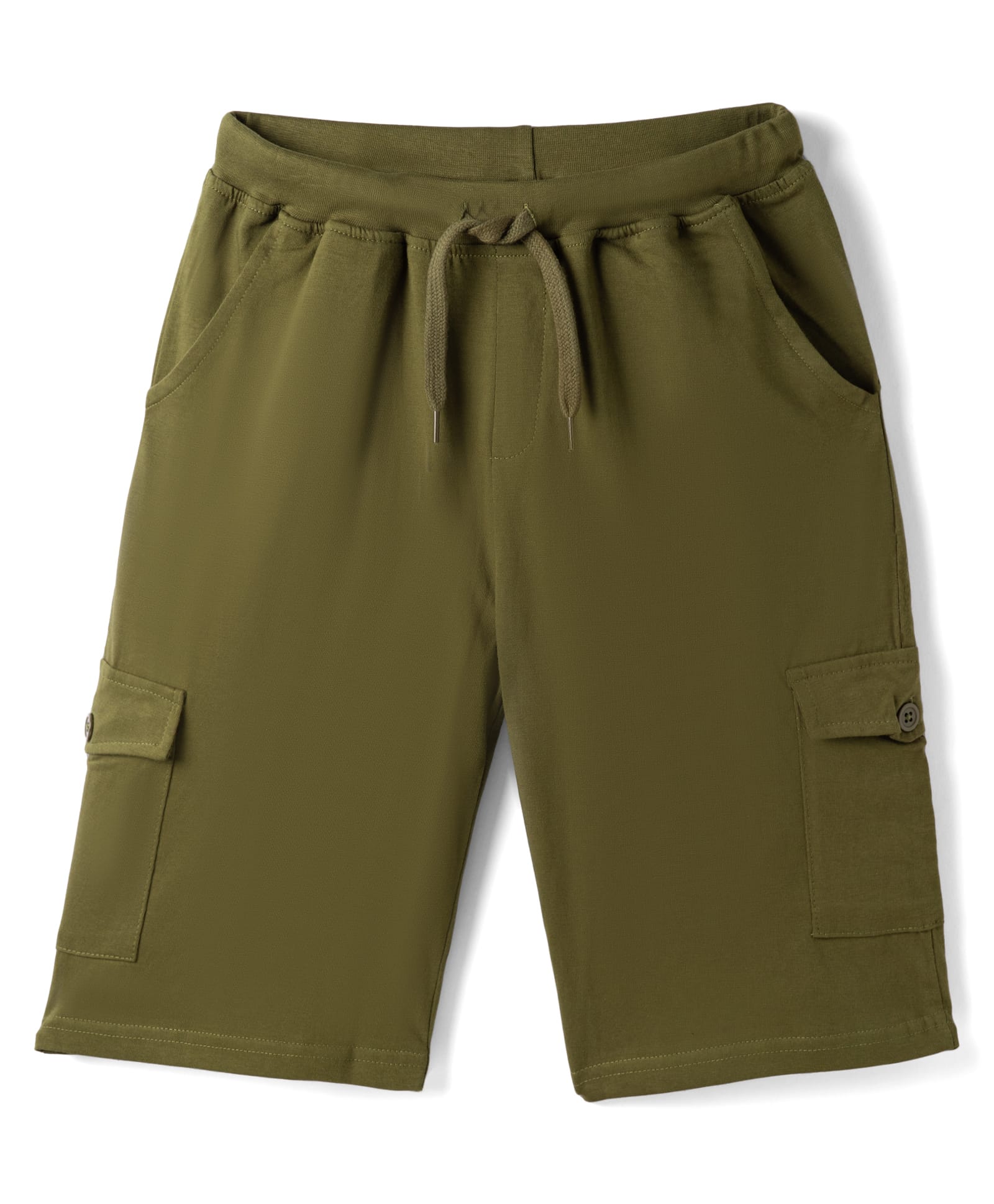 Kiddopanti Cotton Knit Solid Color Cargo Shorts - Green-picture-14