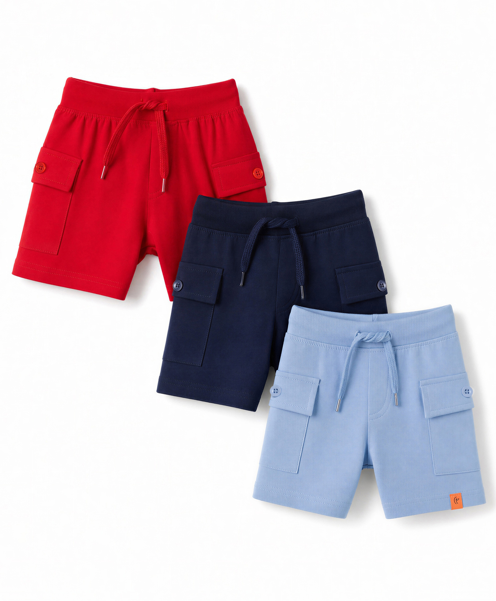 Kiddopanti Cotton Knit Solid Shorts Pack of 3 - Navy Blue, Red & Light Blue-picture-19