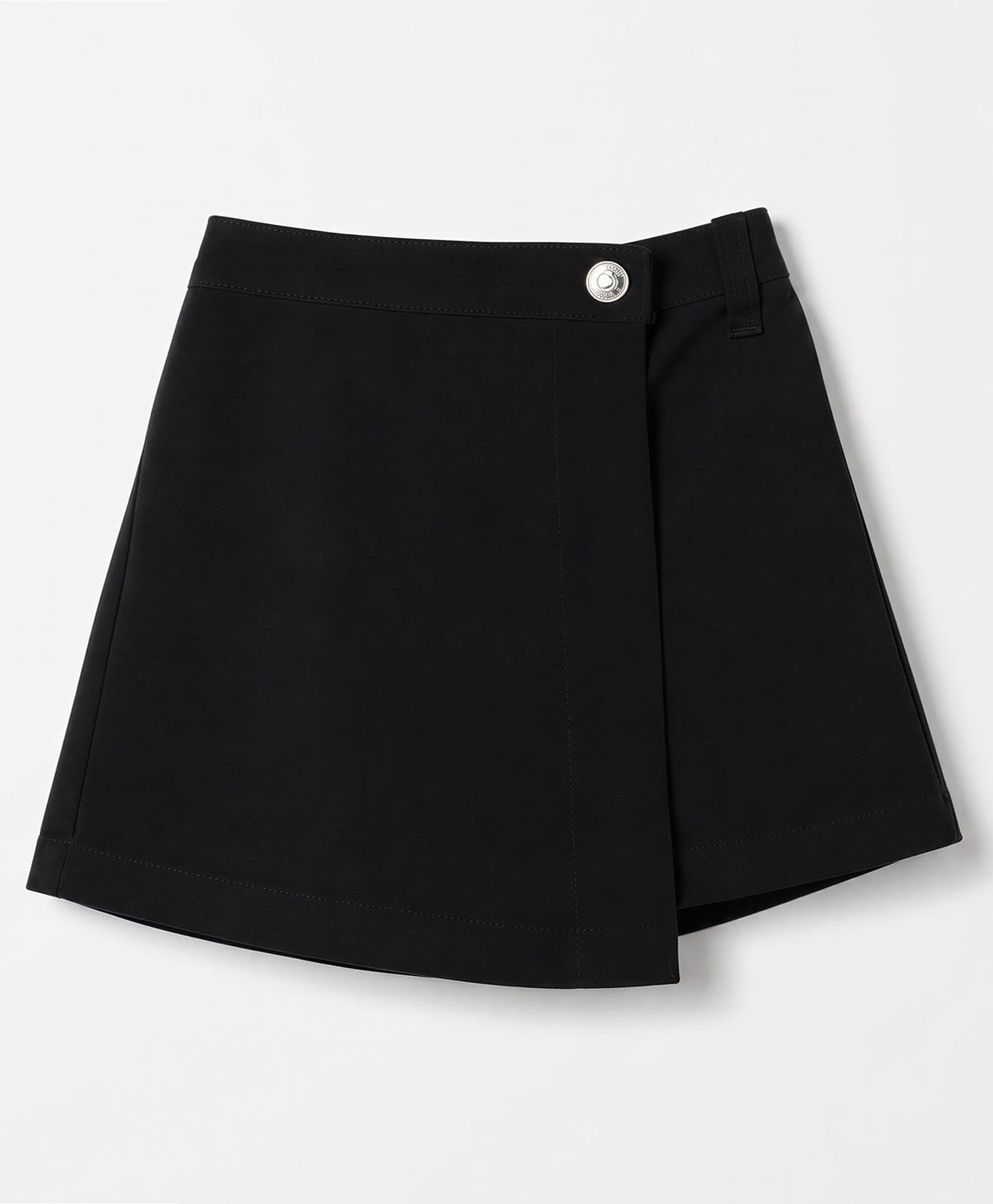 Kiddopanti Cotton Woven Solid Color Over Lap Skorts - Black-picture-18