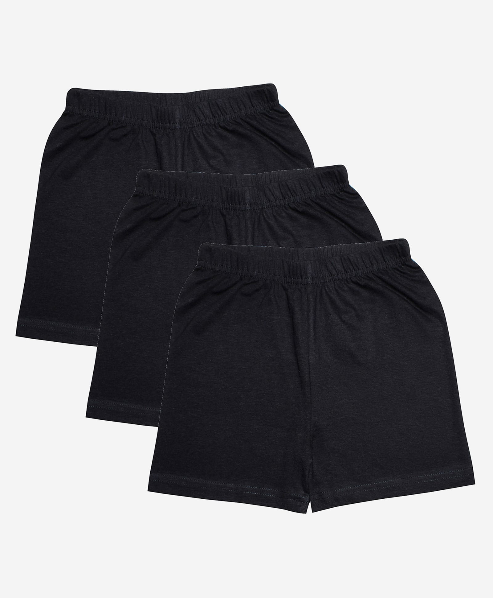 Kiddopanti Cotton Lycra Knit Solid Colour Cycling Shorts Pack of 3- Black-picture-13