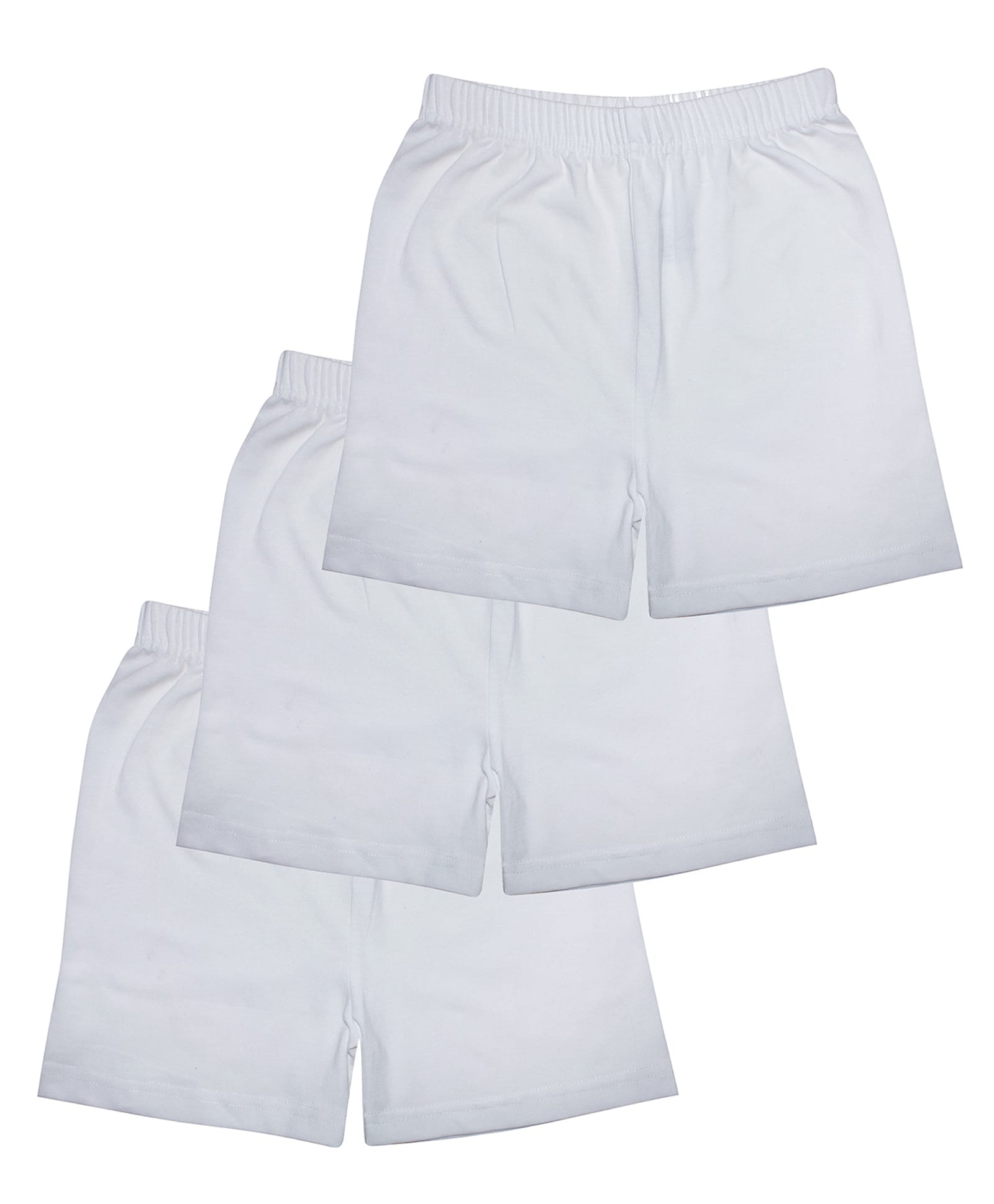 Kiddopanti Cotton Lycra Knit Solid Colour Cycling Shorts Pack of 3 - White-picture-14