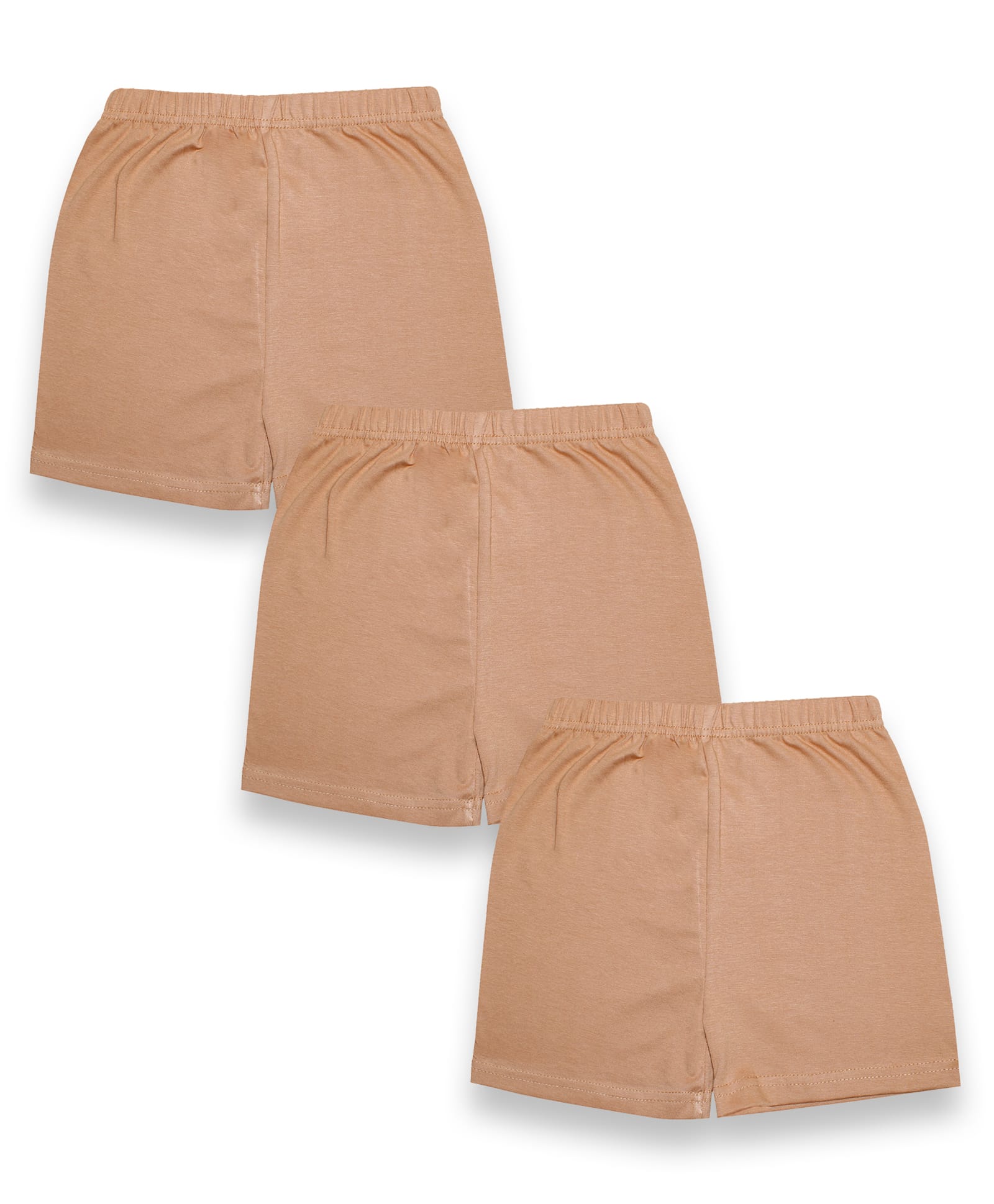 Kiddopanti Cotton Lycra Knit Solid Colour Cycling Shorts Pack of 3 -Tan-picture-16