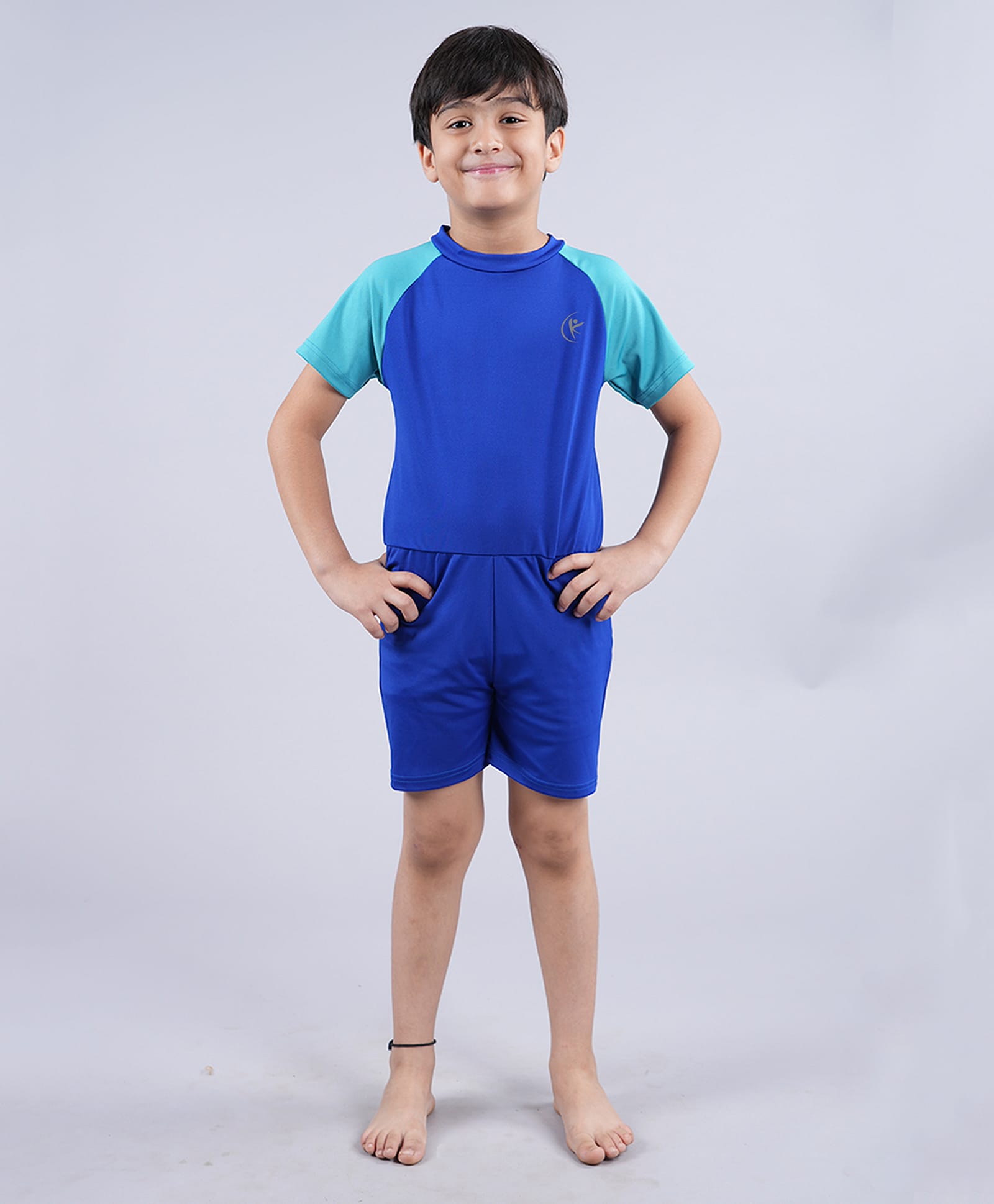 kiddopanti Kidddopanti Half Raglan Sleeves Solid Mid Thigh Swim Suit - Royal Blue-picture-20