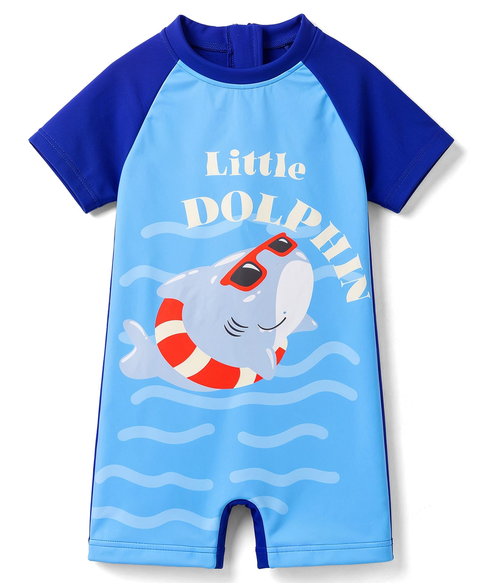 Kiddopanti Half Raglan Sleeves Dolphin Printed Swimsuit - Royal Blue-image-29