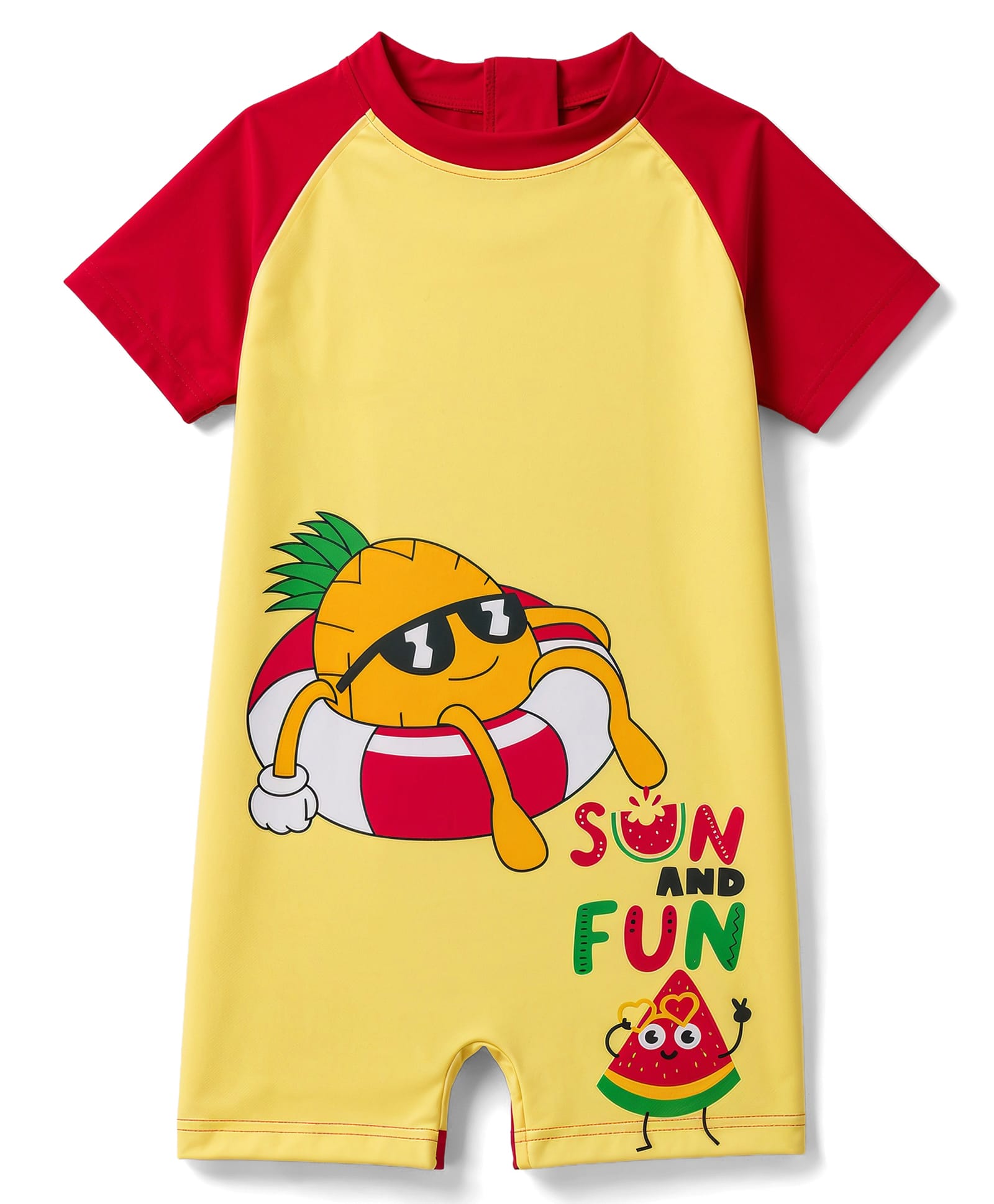 Kiddopanti Half Raglan Sleeves Fruits Printed Swimsuit - Red-image-29