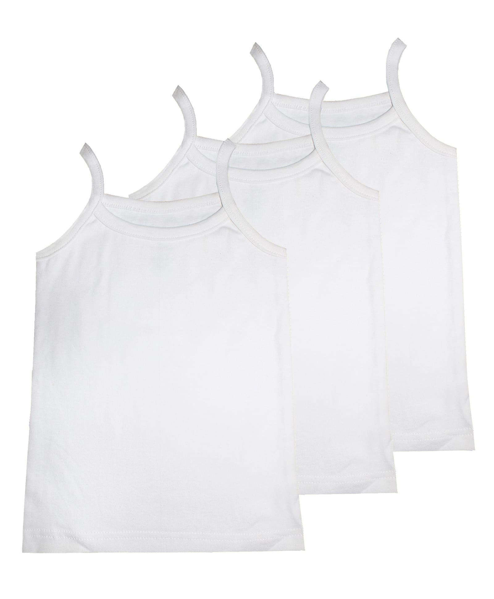 Kiddopanti Cotton Knit Solid Colour Sleeveless Slips Pack of 3 - White-picture-30