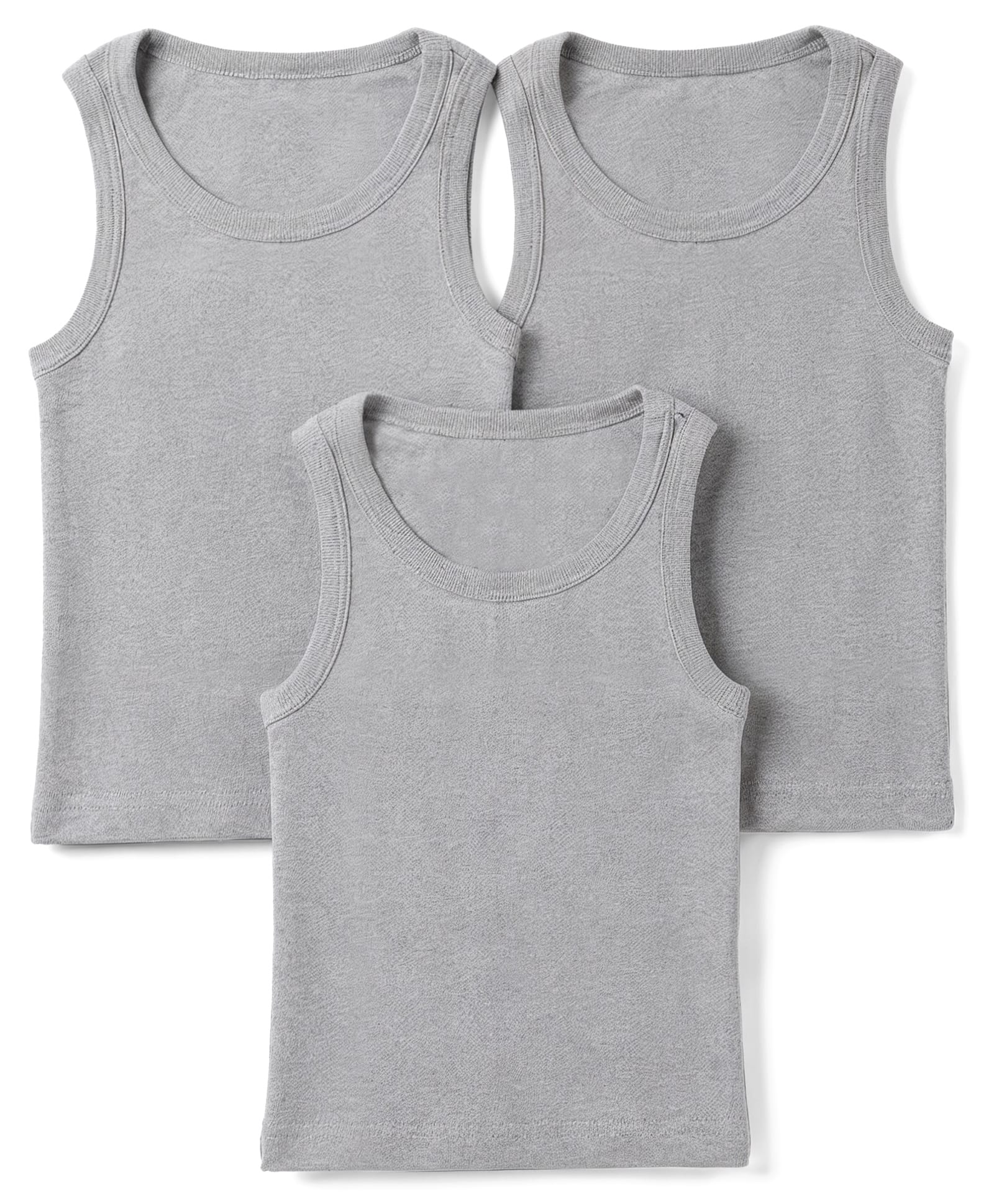 Kiddopanti Cotton Knit Solid Colour Sleeveless Vest Pack of 3 - Grey-picture-40