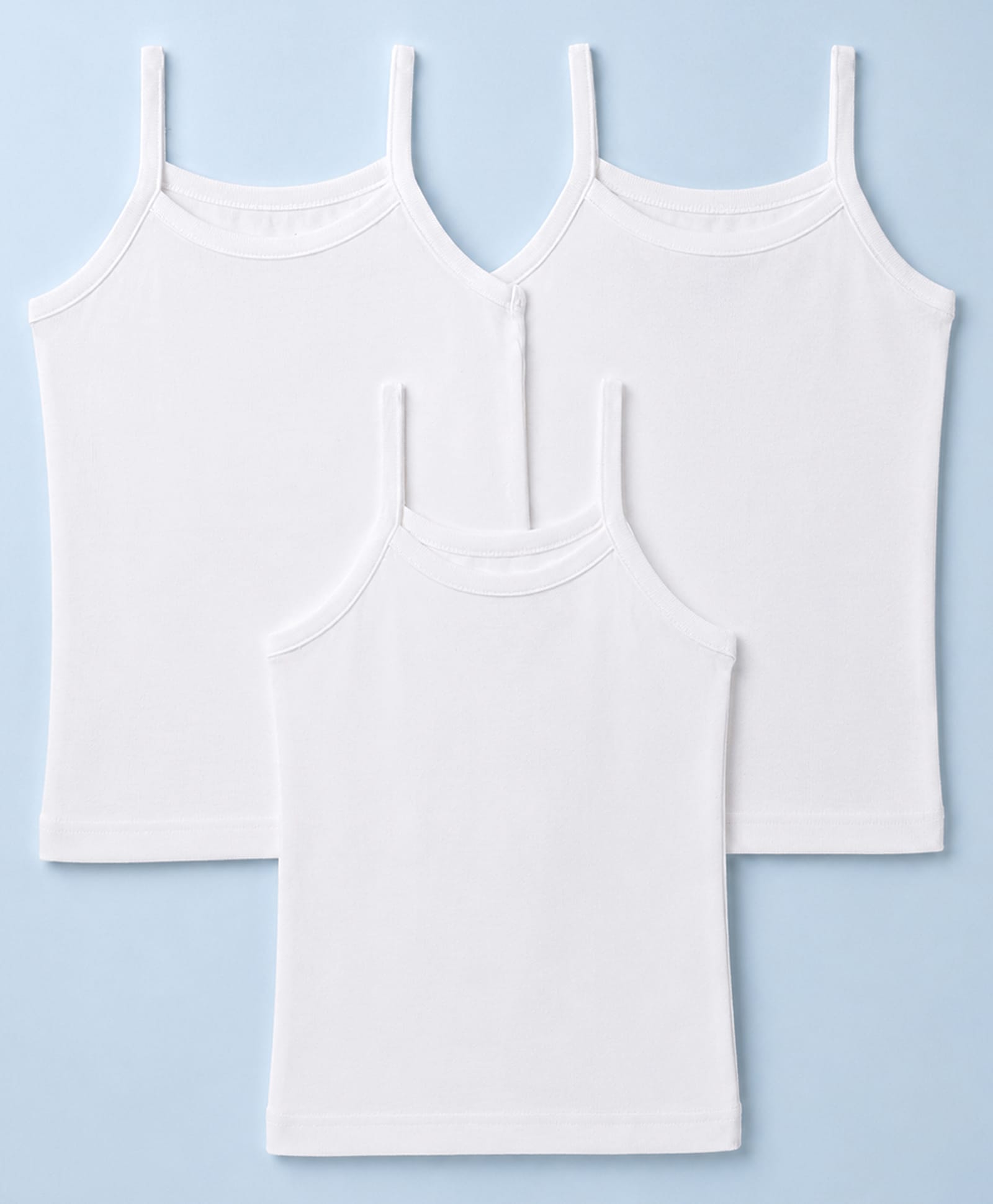 Kiddopanti Cotton Knit Solid Colour Sleeveless Slips Pack of 3 - White-picture-33