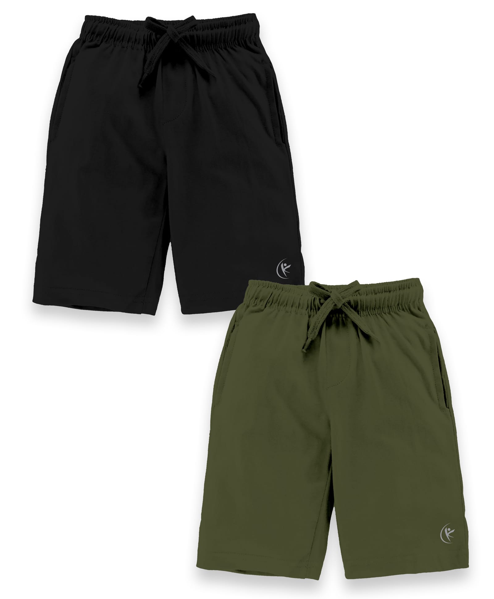 Kiddopanti Cotton Knit Solid Color Knee Length Basic Shorts Pack Of 2 - Black & Military Green-picture-33
