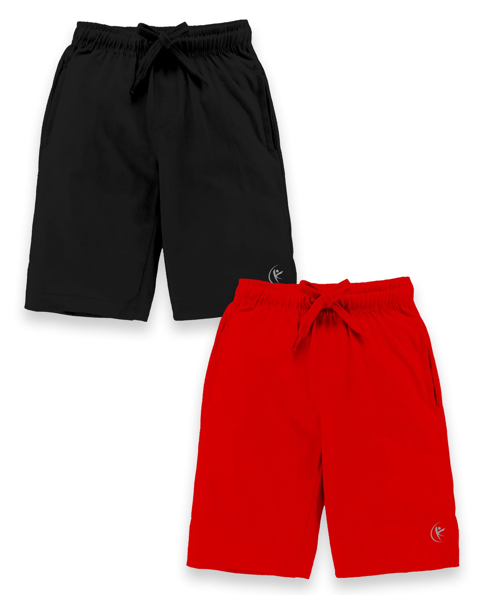 Kiddopanti Cotton Knit Solid Color Knee Length Shorts Pack Of 2 - Red & Jet Black-picture-17
