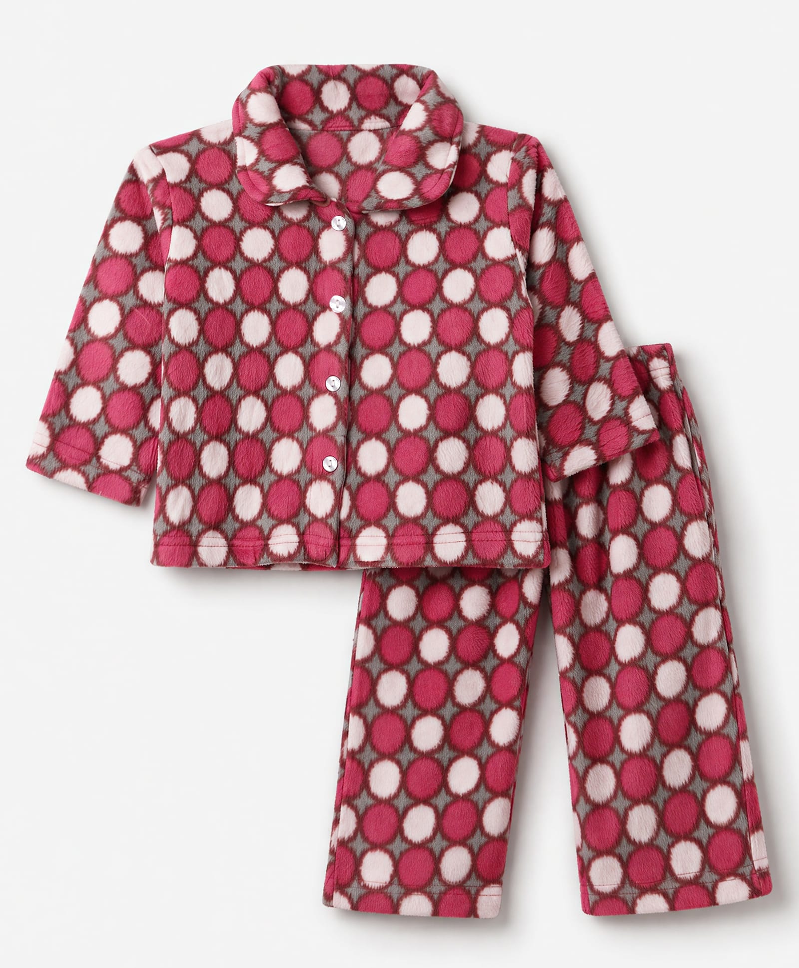 Kanvin Knit Full Sleeves Co-Ords Shirt & Pyjama Winter Wear Night Suit with Abstract Print - Fuchsia-image-43