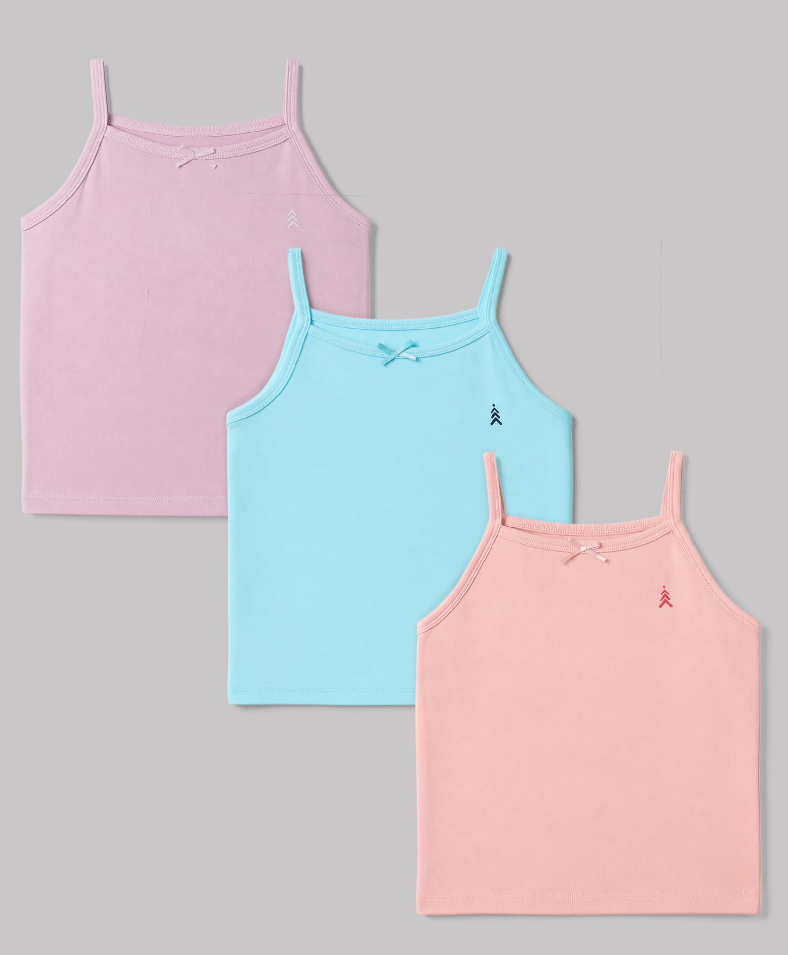 Pine Kids Cotton Lycra Knit Sleeveless Solid Colour Slips Pack of 3 - Pink Aqua & Lavender-picture-39