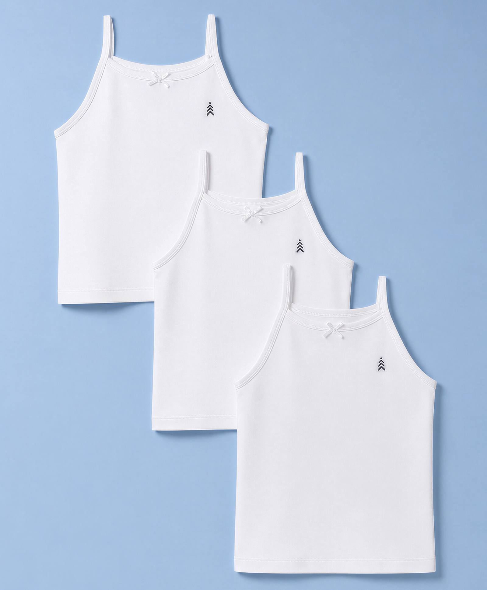 Pine Kids Cotton Lycra Knit Sleeveless Solid Slips Pack Of 3 - White-picture-41