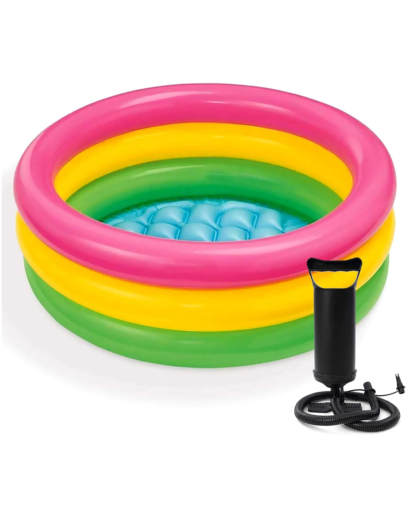 NHR Kids Inflatable Pool 2 feet | 3-Ring Multi-Color Toddler Splash Pool | Durable PVC Baby Bath Tub for Summer-image-1