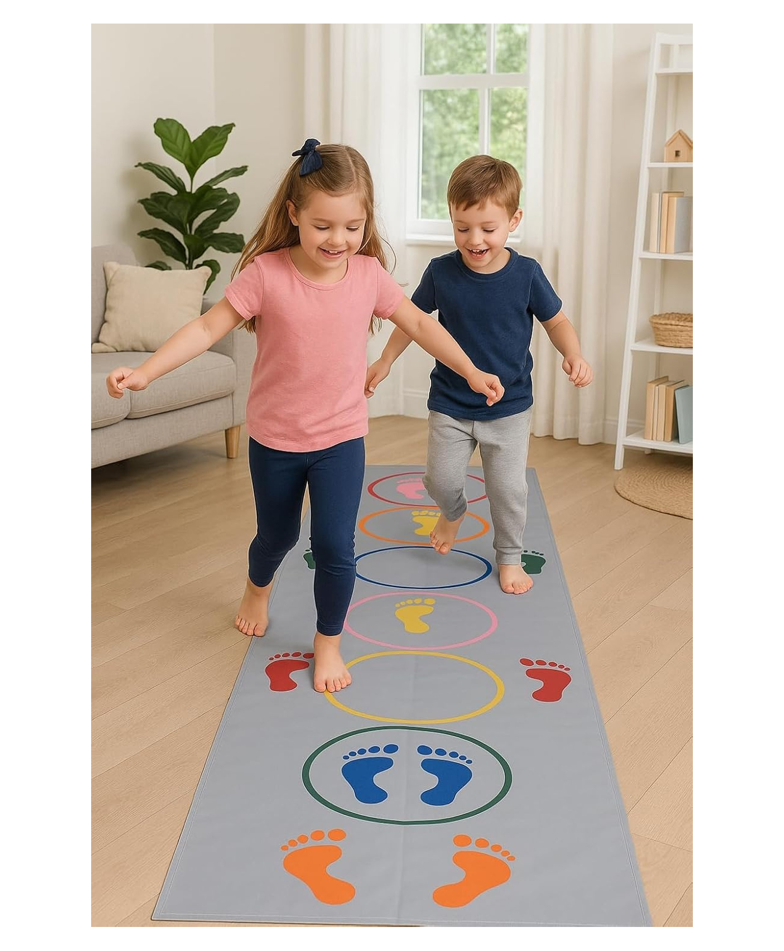Urbane Chic Jumbo Hopscotch Floor Play Mat For Kids-Jumping Game Mat | Indoor & Outdoor Activity mat | Grey-image-0