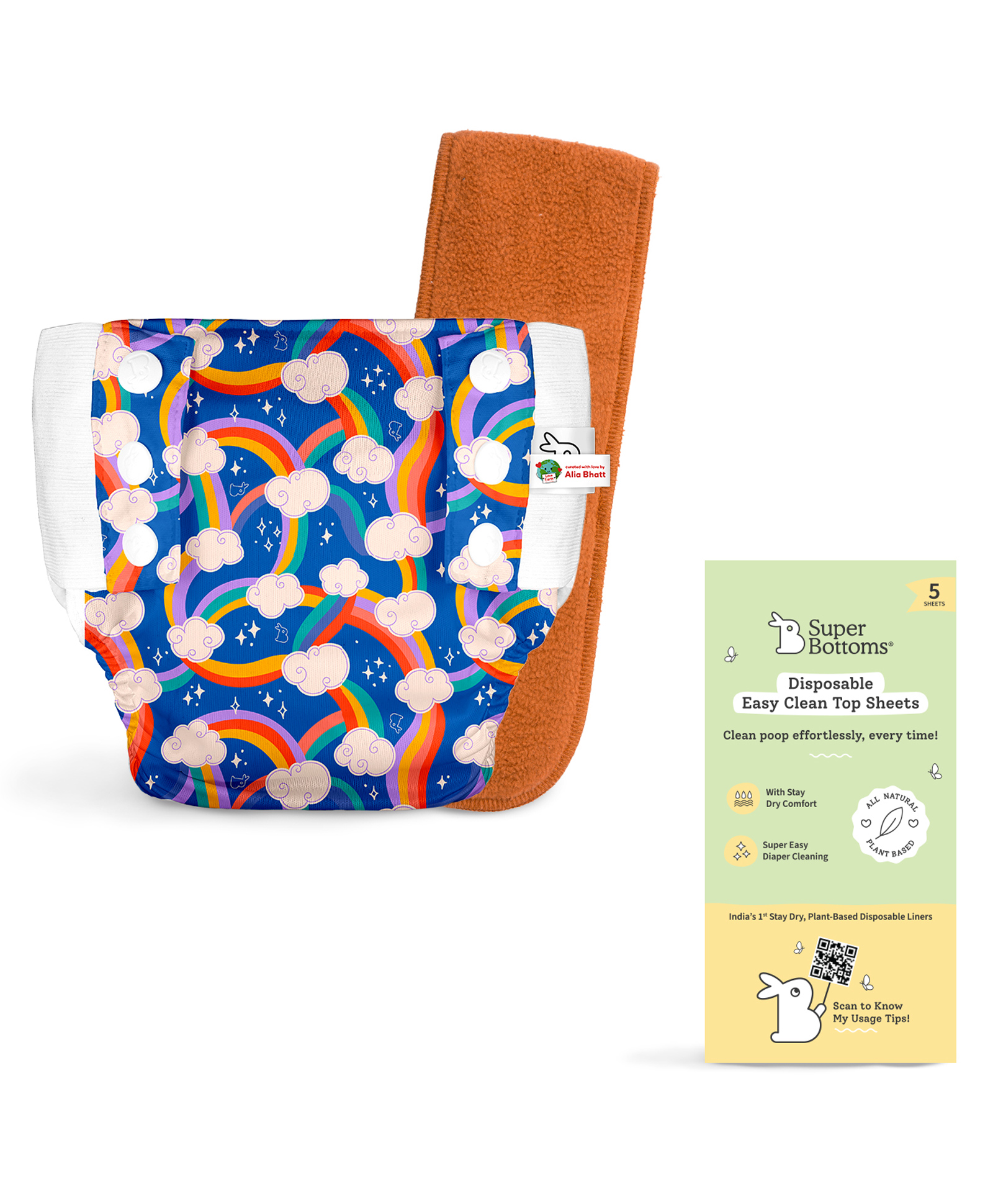 SuperBottoms UNO Pull up Pant Style Cloth Diaper | 3M to 3Y | Disposable Liners 5 pack-image-24