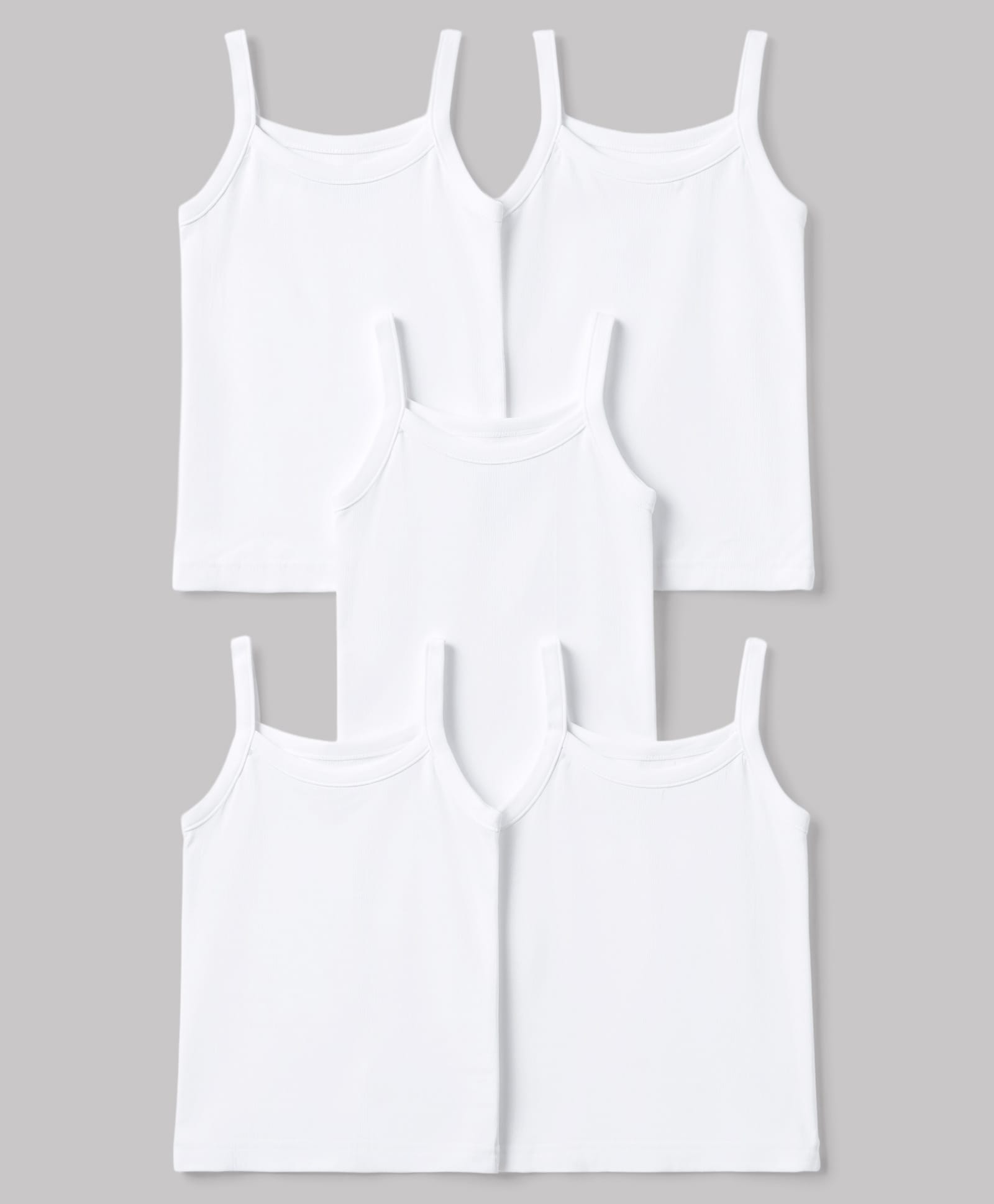 Kiddopanti Cotton Knit Solid Colour Sleeveless Slips Pack of 5 - White-image-7