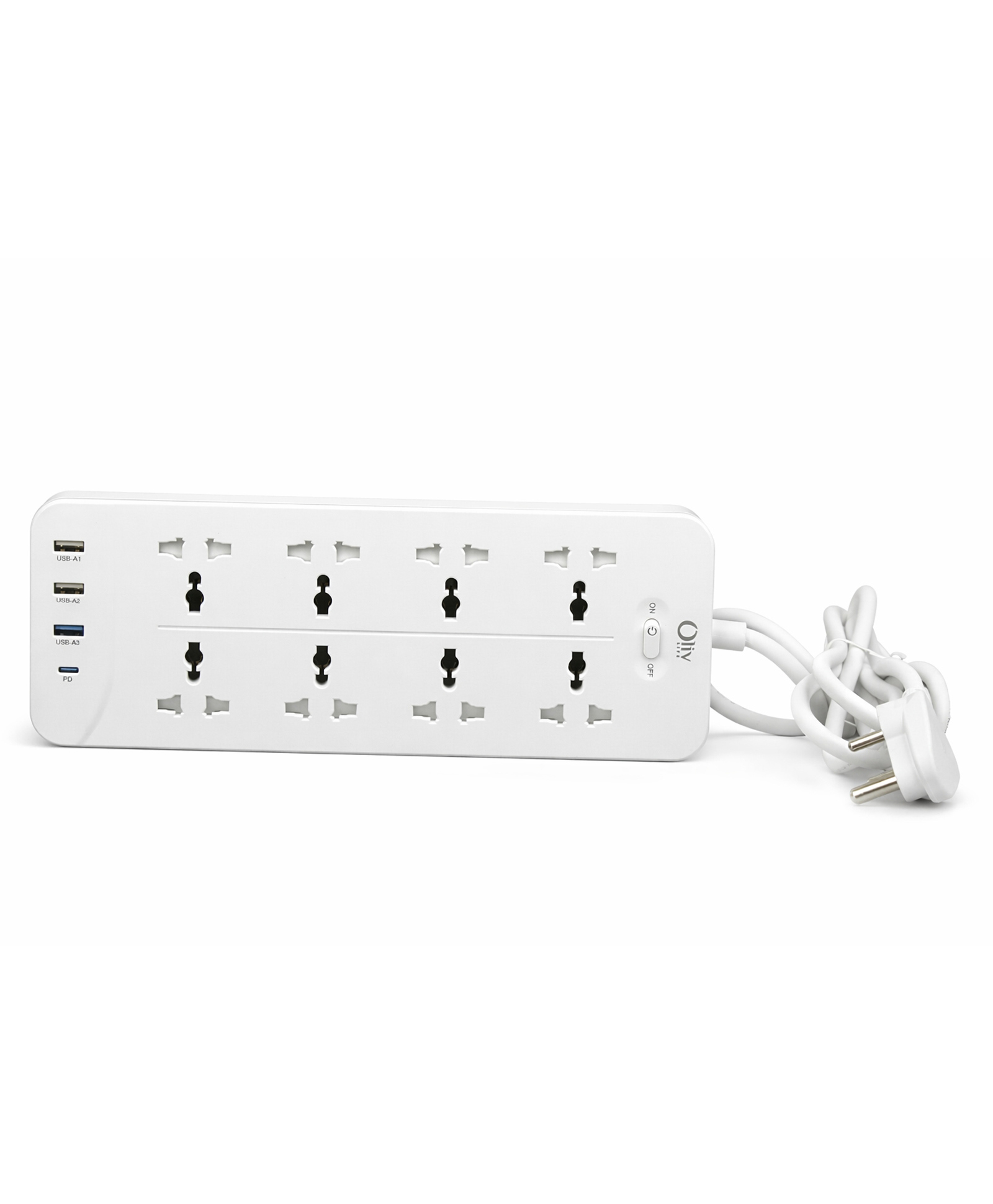 OlivLife 12-in-1 Extension Board with 8 Sockets, 3 USB & 20W Type-C PD Fast Charging (2500W), white-image-3