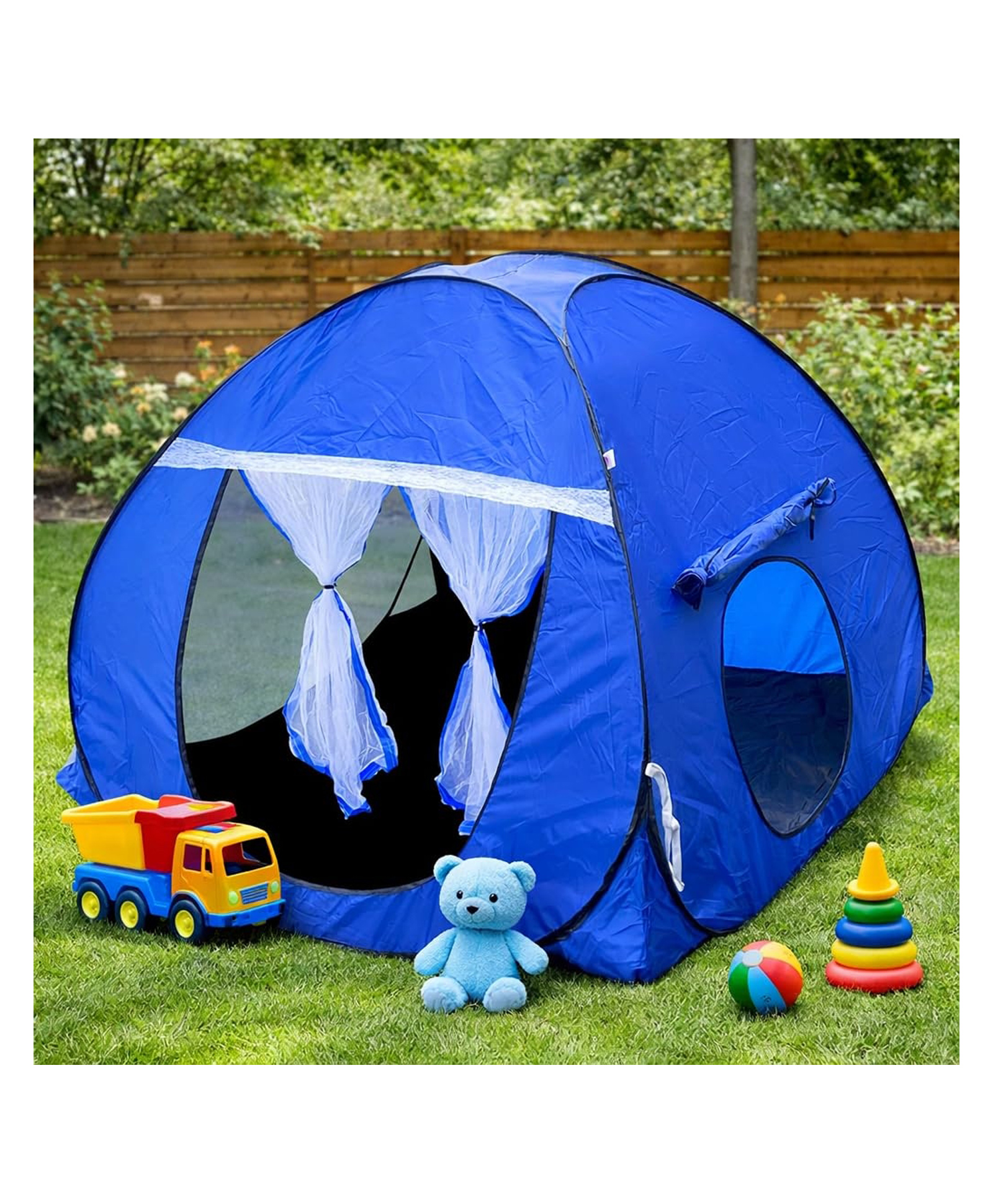 Silver Shine Foldable Play Tent House Big SizelPop-Up Indoor & Outdoor Playhouse for Girls Boys, Multi Purpose Tent House for Kids Boys 3 to 10 Years with Fun Patterns Easy Setup & Portable (Blue)-image-9