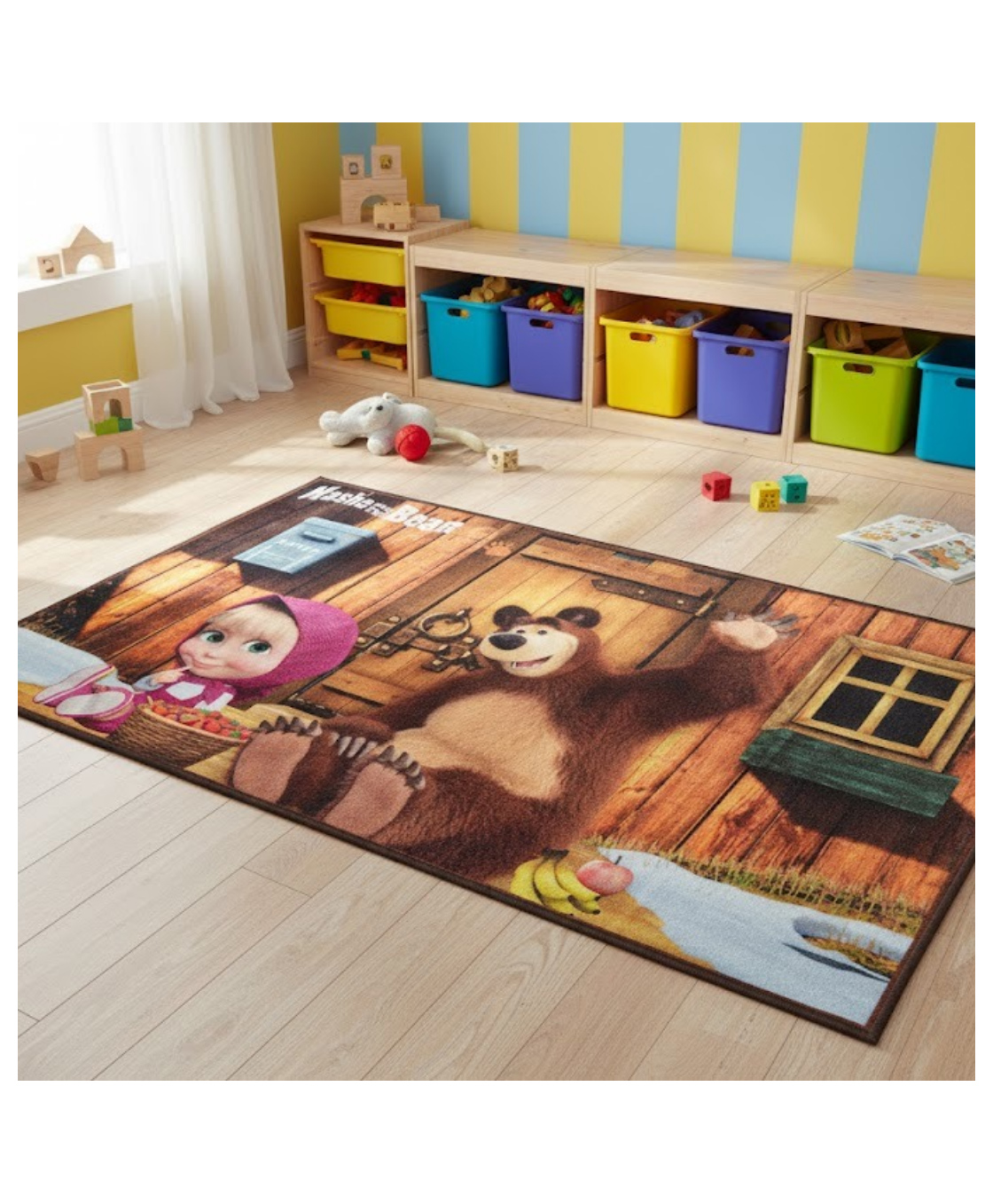Athom Living Masha and The Bear Kids Carpet, 3x5 ft | Anti-Skid Backing | Perfect for Kids Bedroom and Playroom-image-46