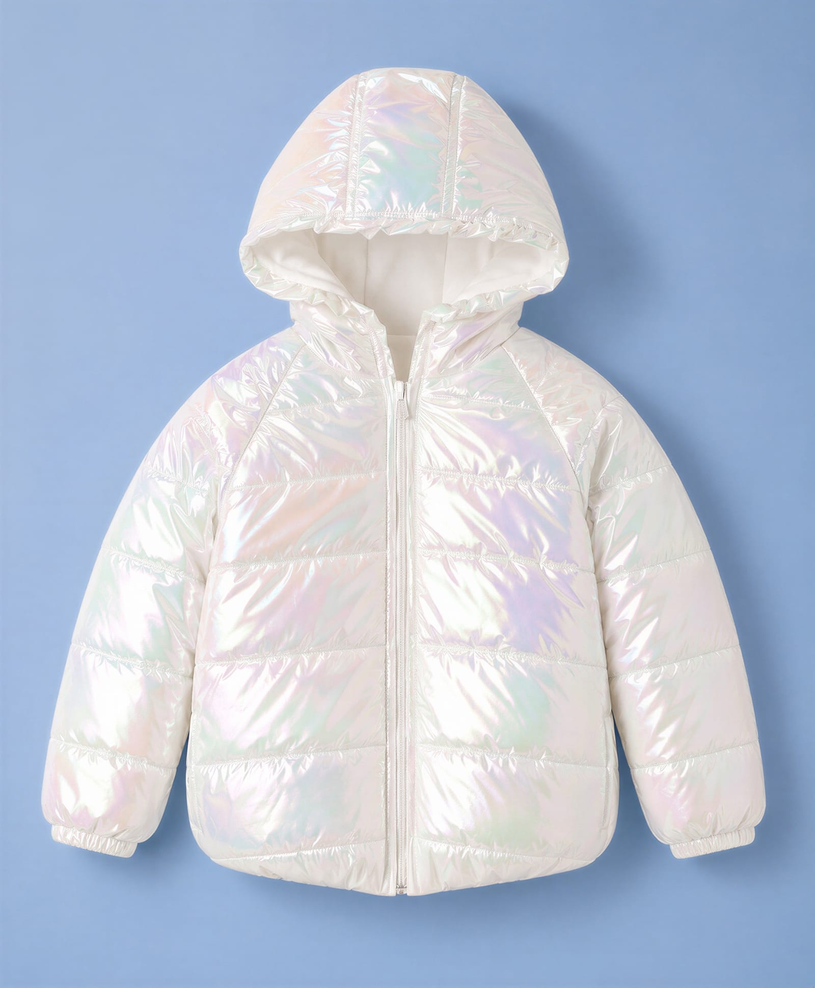 Babyhug Woven Full Sleeves Hooded Jacket - White-image-21