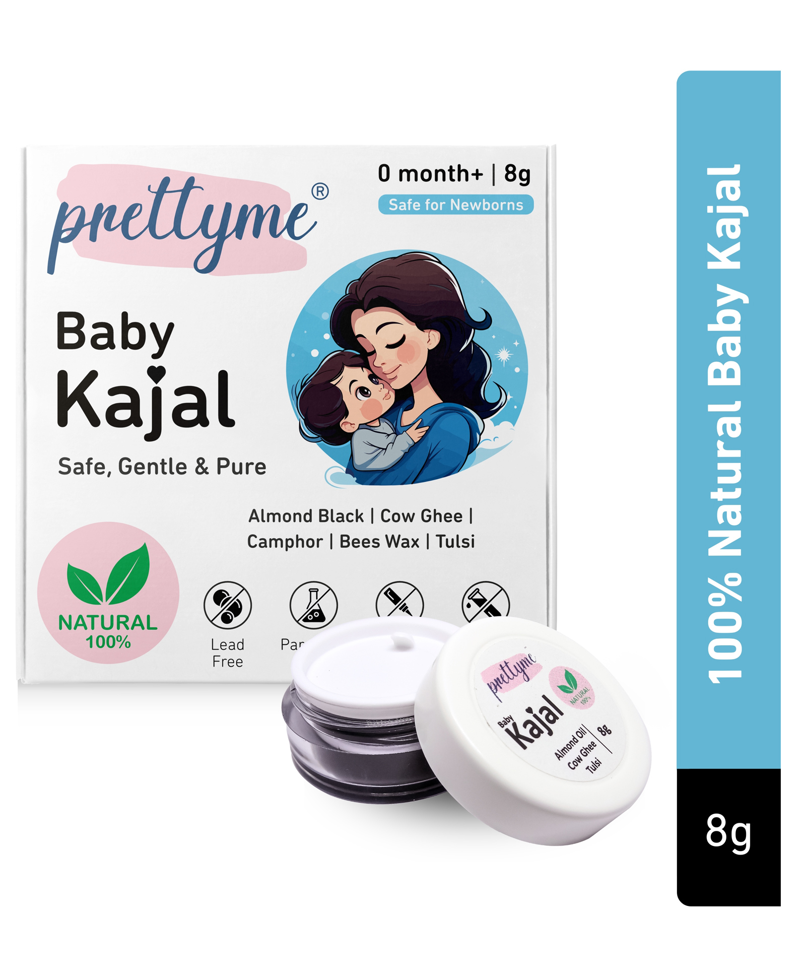 Prettyme Baby Kajal For Newborns | 100% Natural & Black | Free from Chemicals & Lead With Cow Ghee & Almond Oil - 8 g-image-11