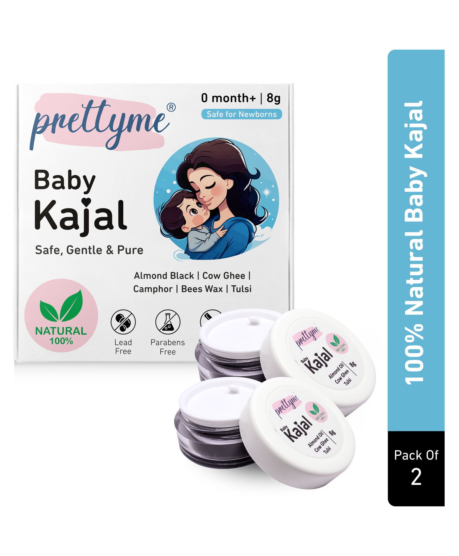 Prettyme Baby Kajal For Newborns | 100% Natural & Black | Free from Chemicals & Lead With Cow Ghee & Almond Oil - 16g-image-10