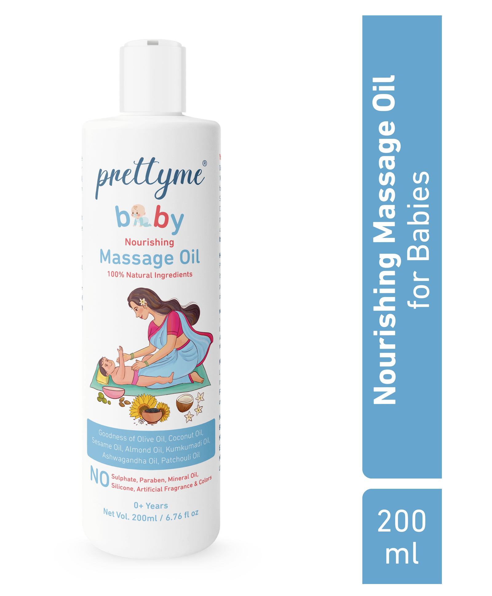 Prettyme Baby Moisturizing & Nourishing Massage Oil with Natural Olive, Almond, Coconut Oil For Newborn & Kids - 200 ml-picture-15