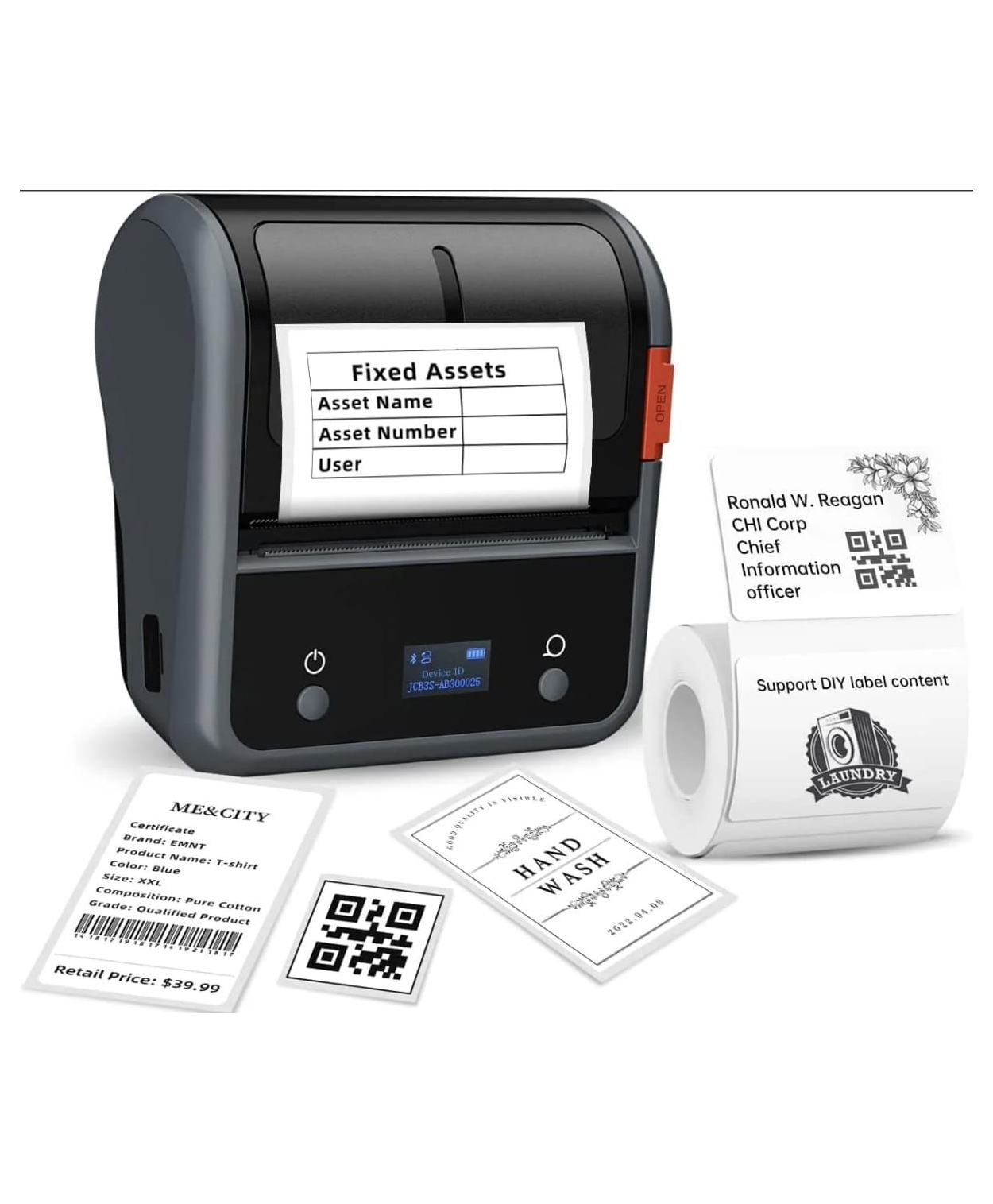 Ausha B3S Inkless Printing Bluetooth Thermal Label Printer - Small & Portable | Wireless Connectivity | 3 Inch Barcode, Mini Stickers, Bill, Receipt Machine for Home, Office & Students, Grey-picture-2