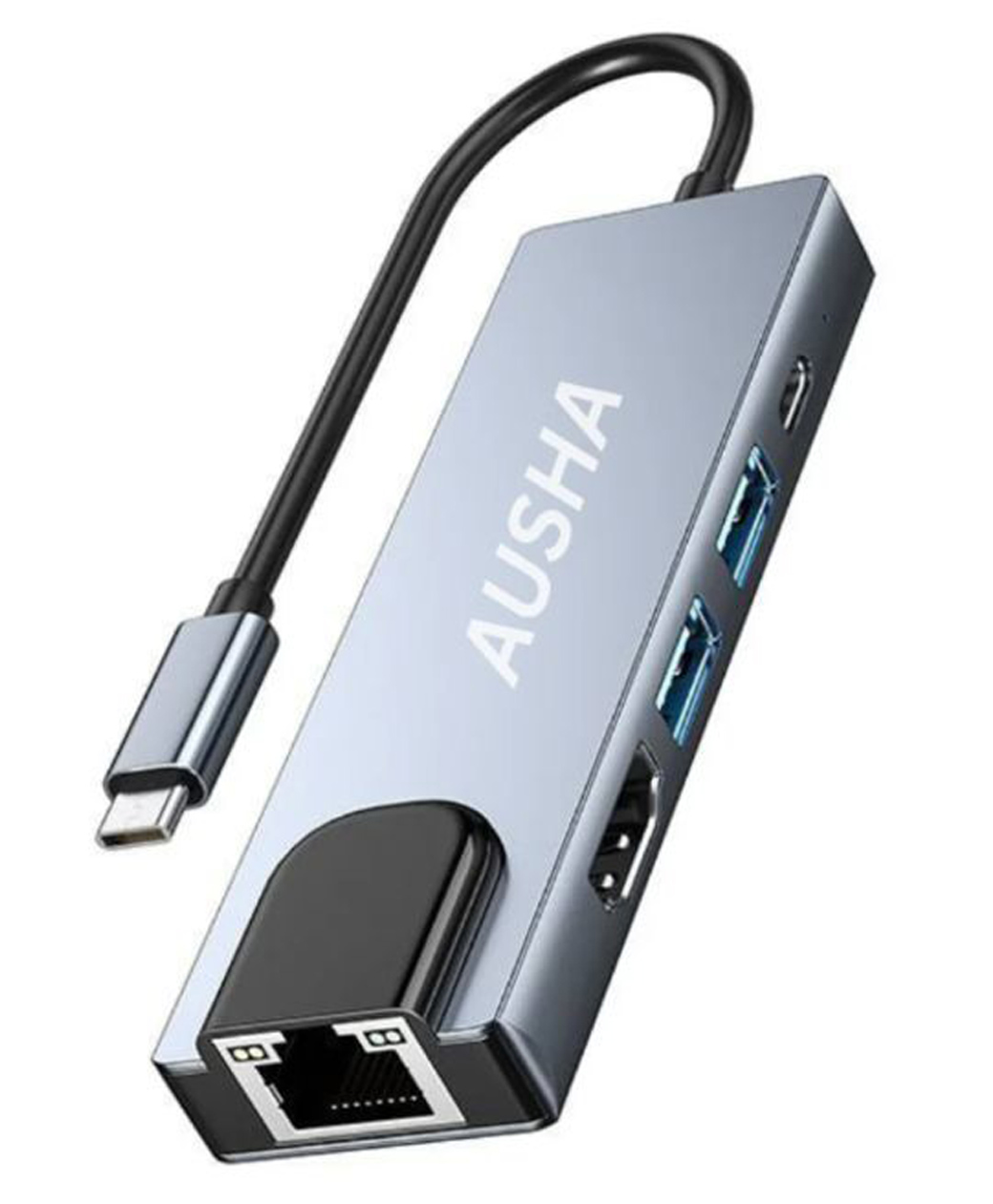 Ausha 5 in 1 USB C Hub & RJ45 Ethernet, 4K HDMI, USB 3.0/2.0 Ports, 100W PD Fast Charging, Type C Multiport Docking Station Adapter Compatible with MacBook, Windows Laptop, Tablet & Smartphones, Grey-image-13