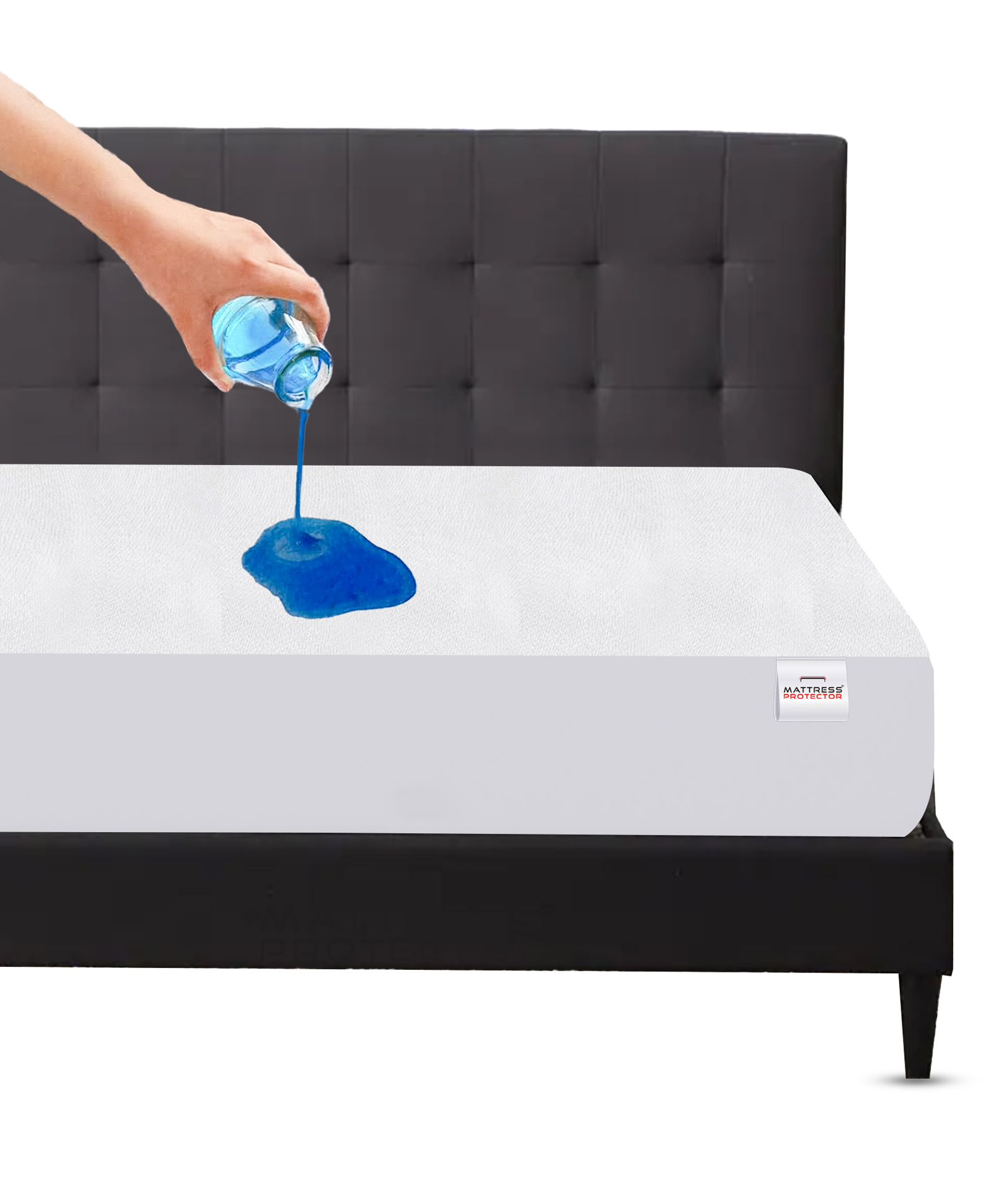 Mattress Protector  Cotton Feel Terry Ultra Soft Waterproof  Waterproof Bed Protector 75 X 36 Inch for Single Bed Skirting upto 10 Inch - White-image-33