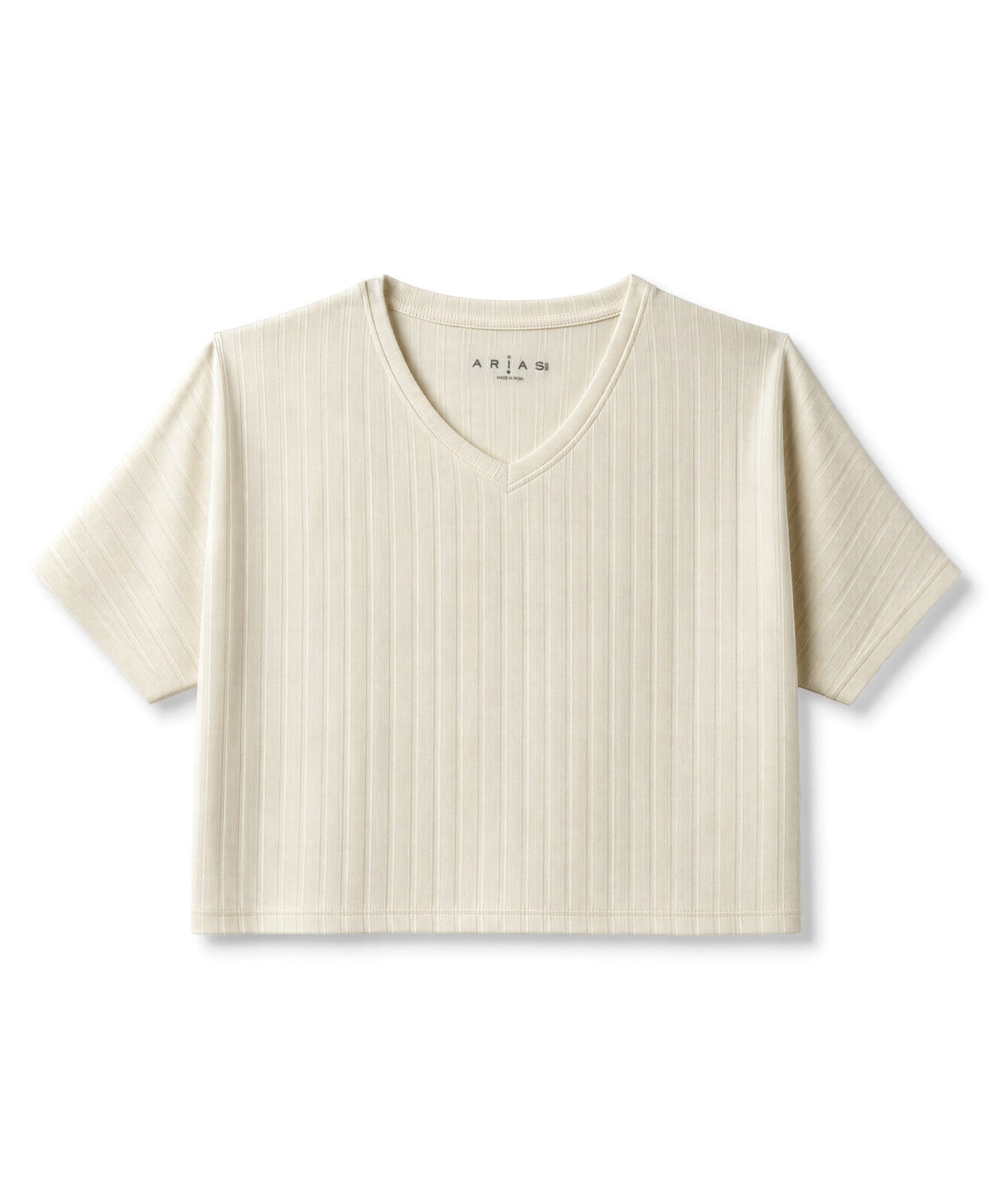 Arias Dobby Knit Half Sleeves Drop Shoulder Striped Top - OffWhite-image-46