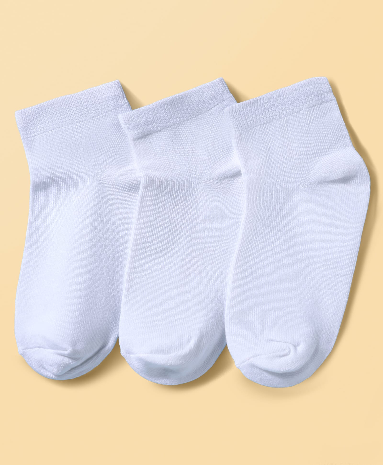 Honeyhap Premium Bamboo Cotton Ankle Length Solid Socks with Bio Finish Pack of 3 - White-image-12