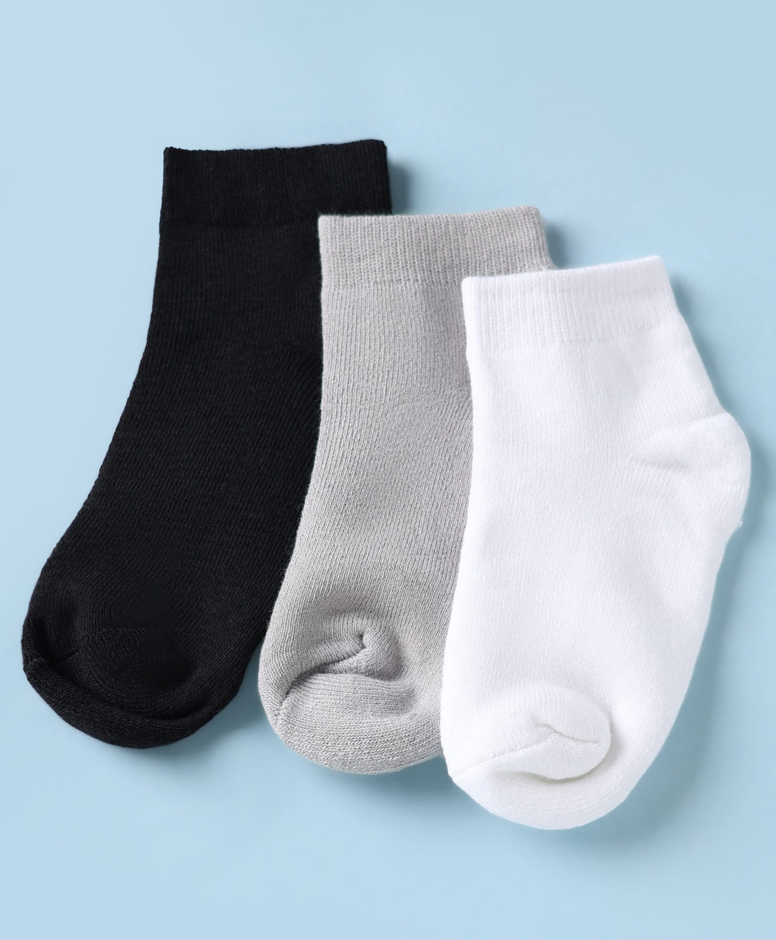 Honeyhap Premium Cotton Blend Bamboo Spandex Knit With Bio Finish Set Of Socks Pack of 3 - White, Grey & Black-image-33