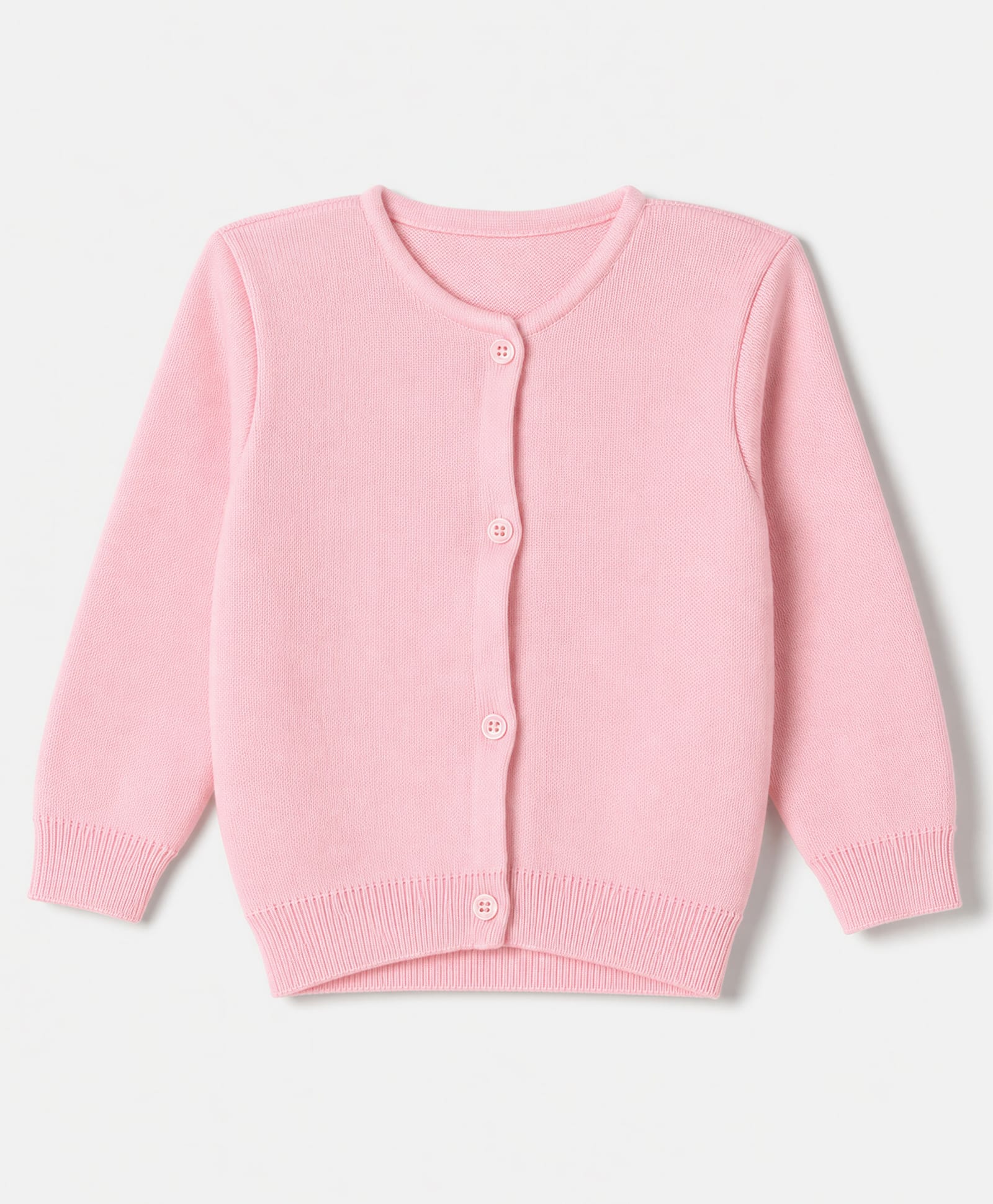 Babyhug Knit Full Sleeves Front Open Sweater - Pink-image-6