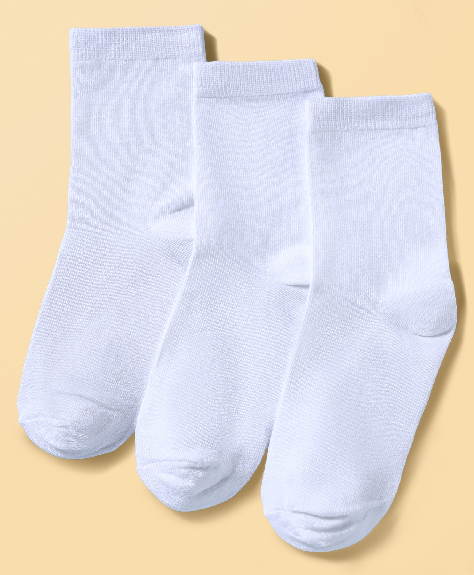 Honeyhap Premium Cotton Bamboo Knit Mid Calf Length Solid Socks Pack of 3 - White-picture-28